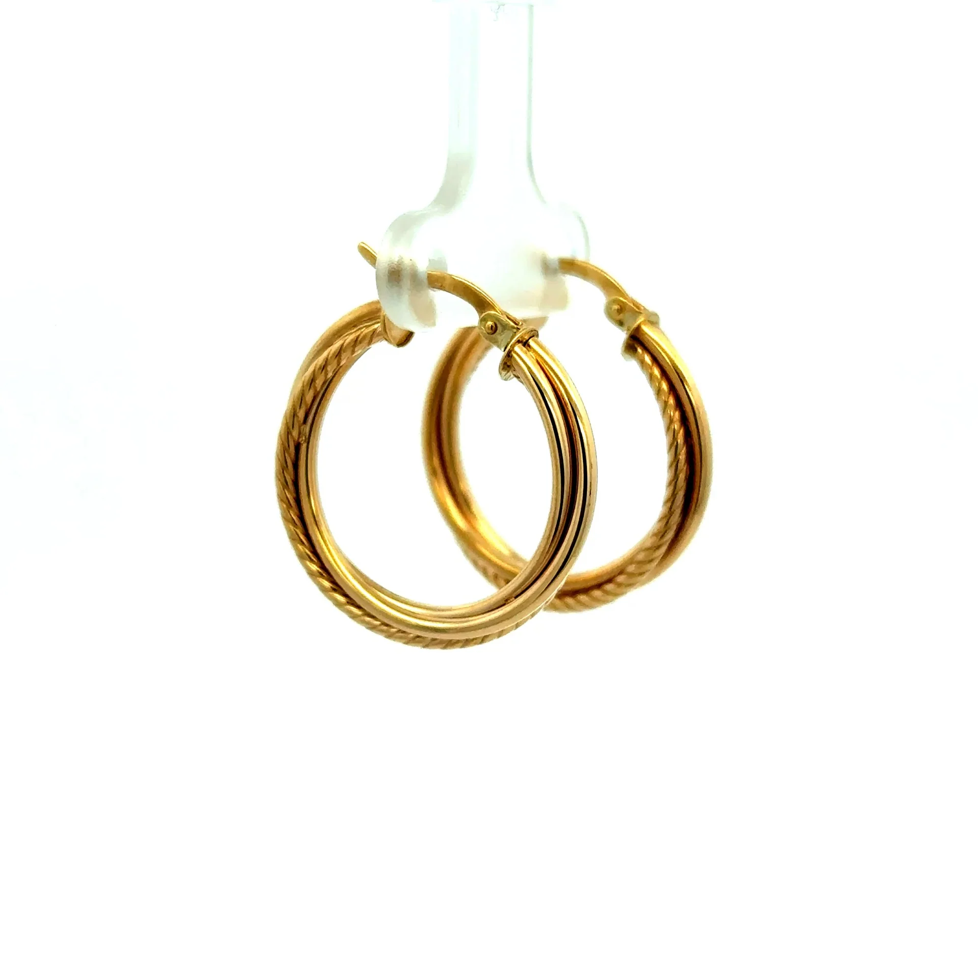 Earrings Twisted Textured Hoops 25.5 3mm 10K - Image 2