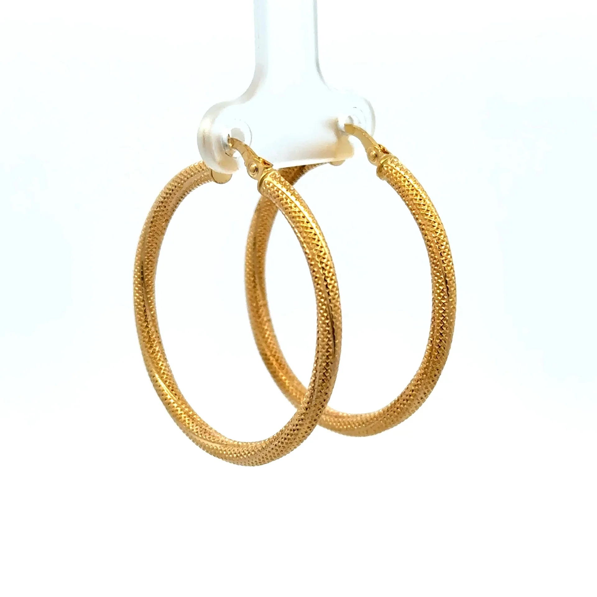 Earrings Twisted Textured Hoops 26.5 2.5mm 10K - Image 4