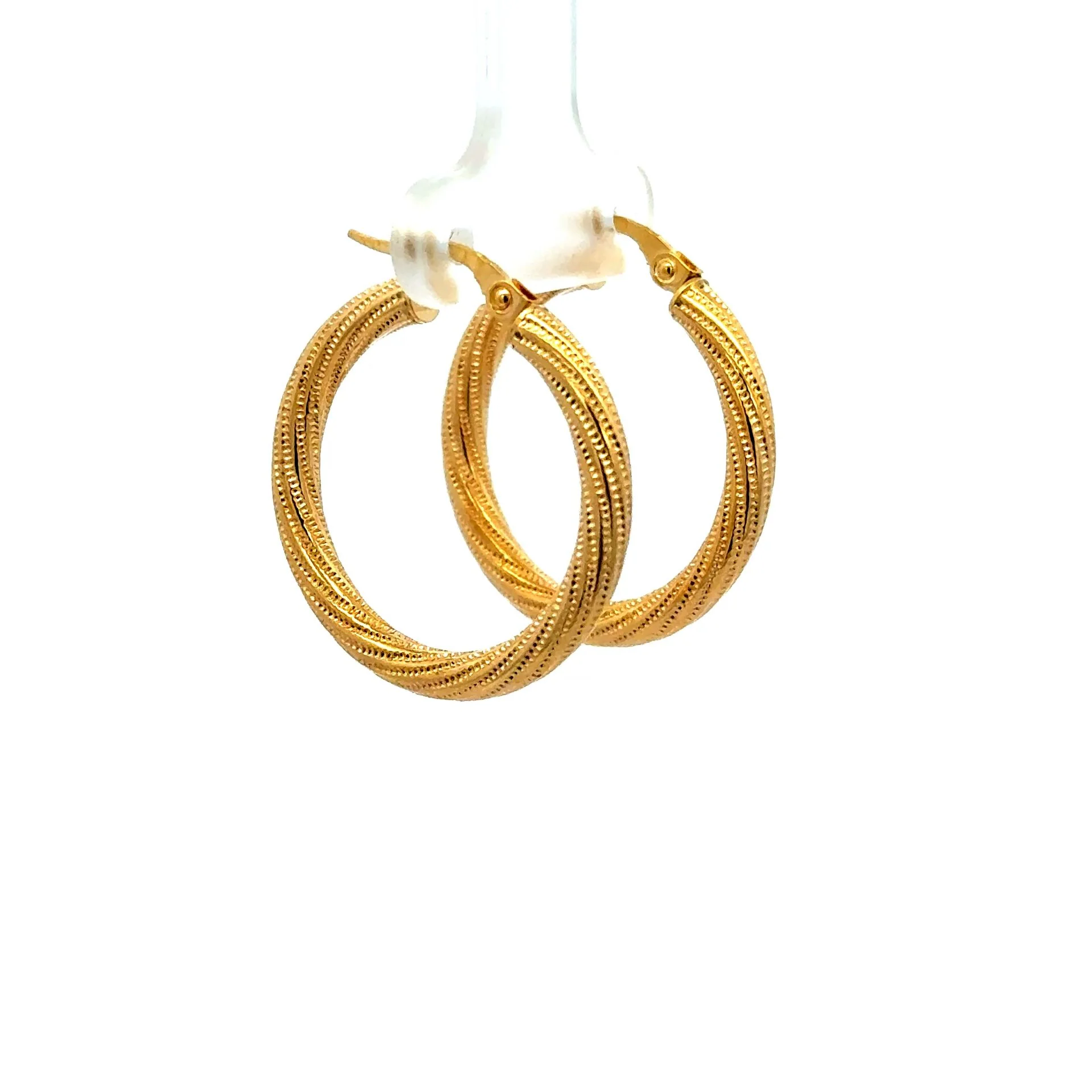 Earrings Twisted Textured Hoops 27 3mm 10K - Image 3