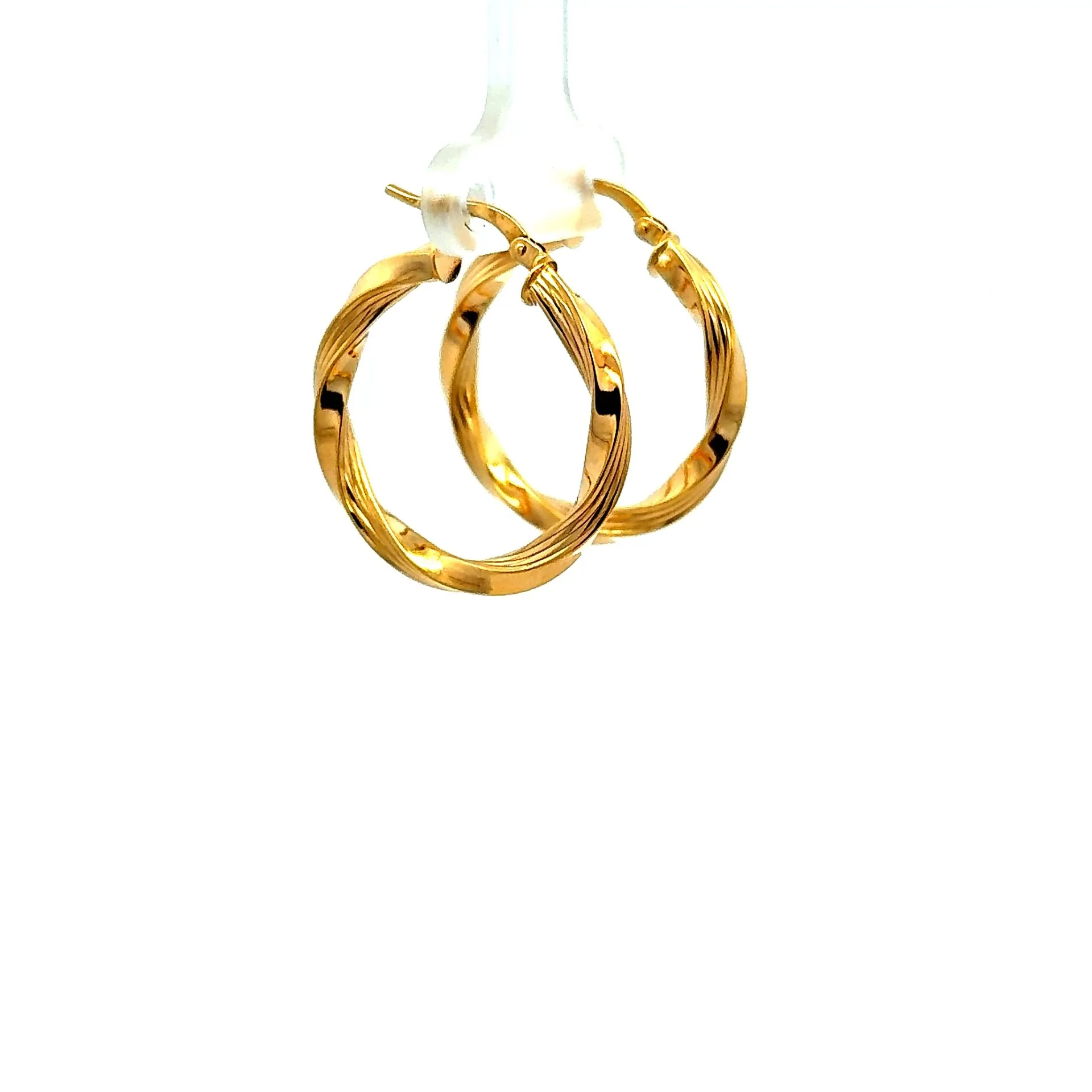 Earrings Twisted Textured Hoops 27.5 3mm 10K - Image 3