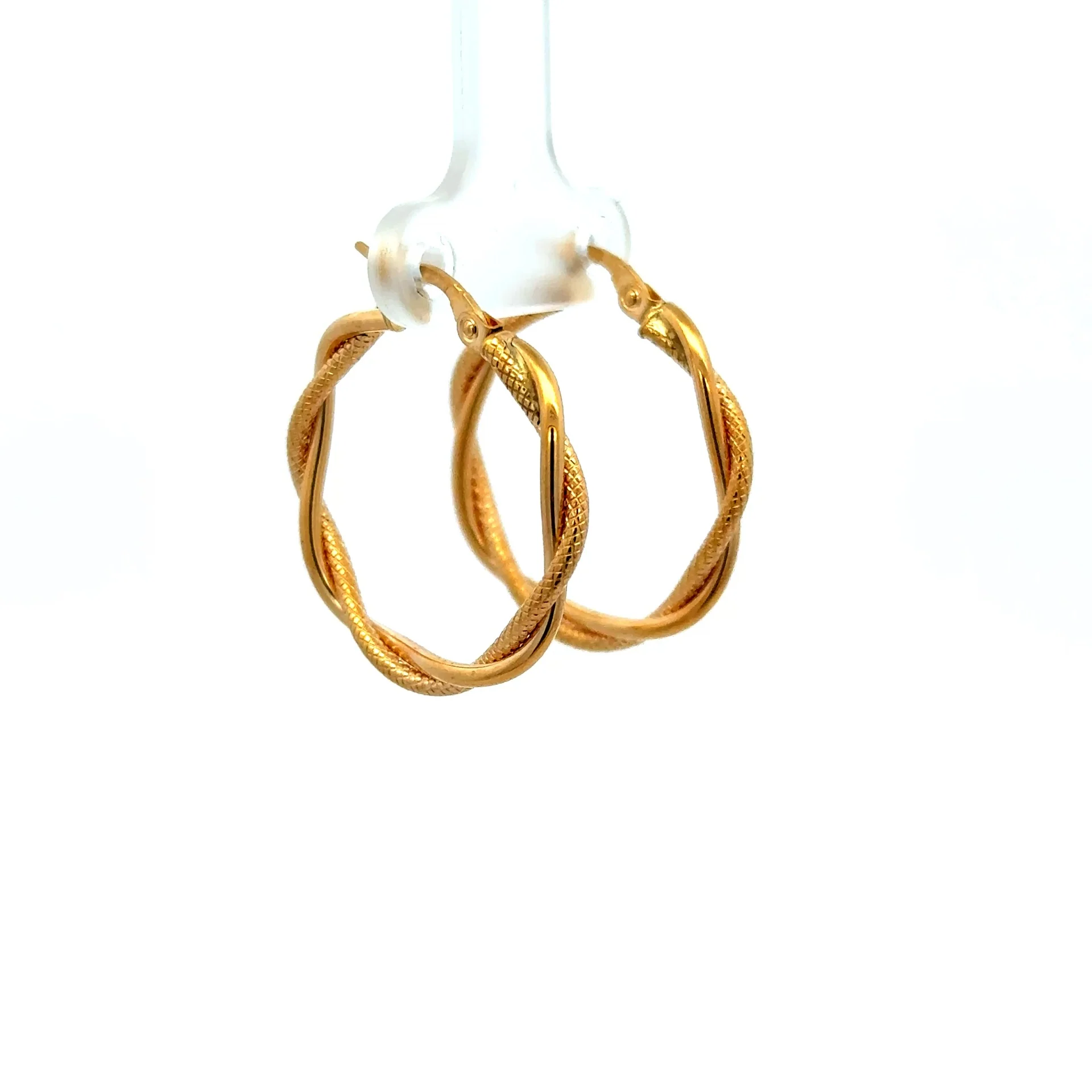 Earrings Twisted Textured Hoops 27.5 3mm 10K - Image 2