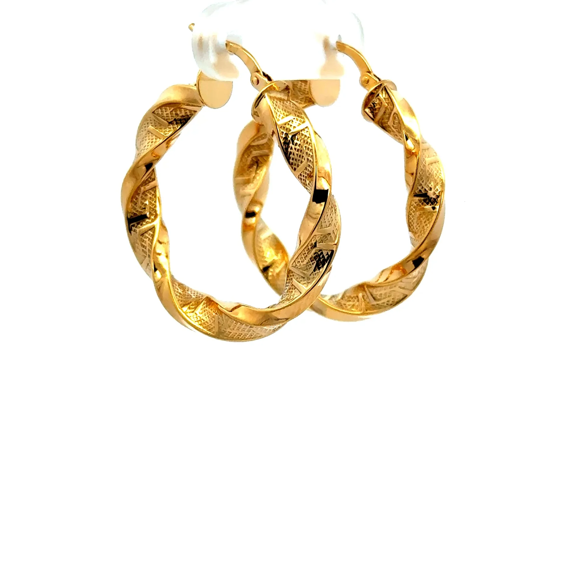 Earrings Twisted Textured Hoops 27.5 4.5mm 10K - Image 3