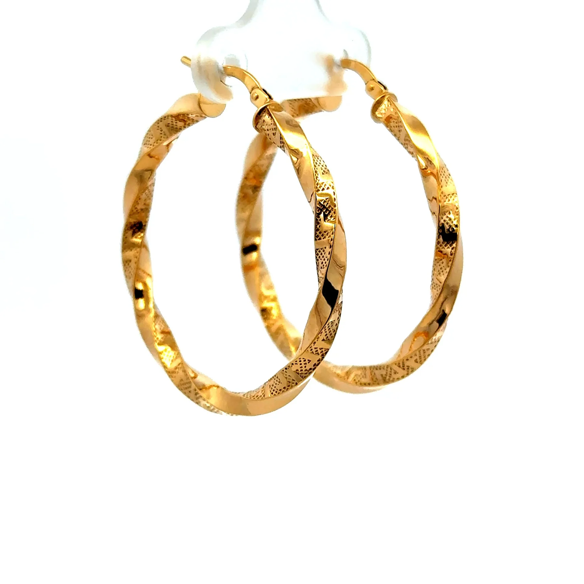Earrings Twisted Textured Hoops 27.5 4.5mm 10K - Image 4