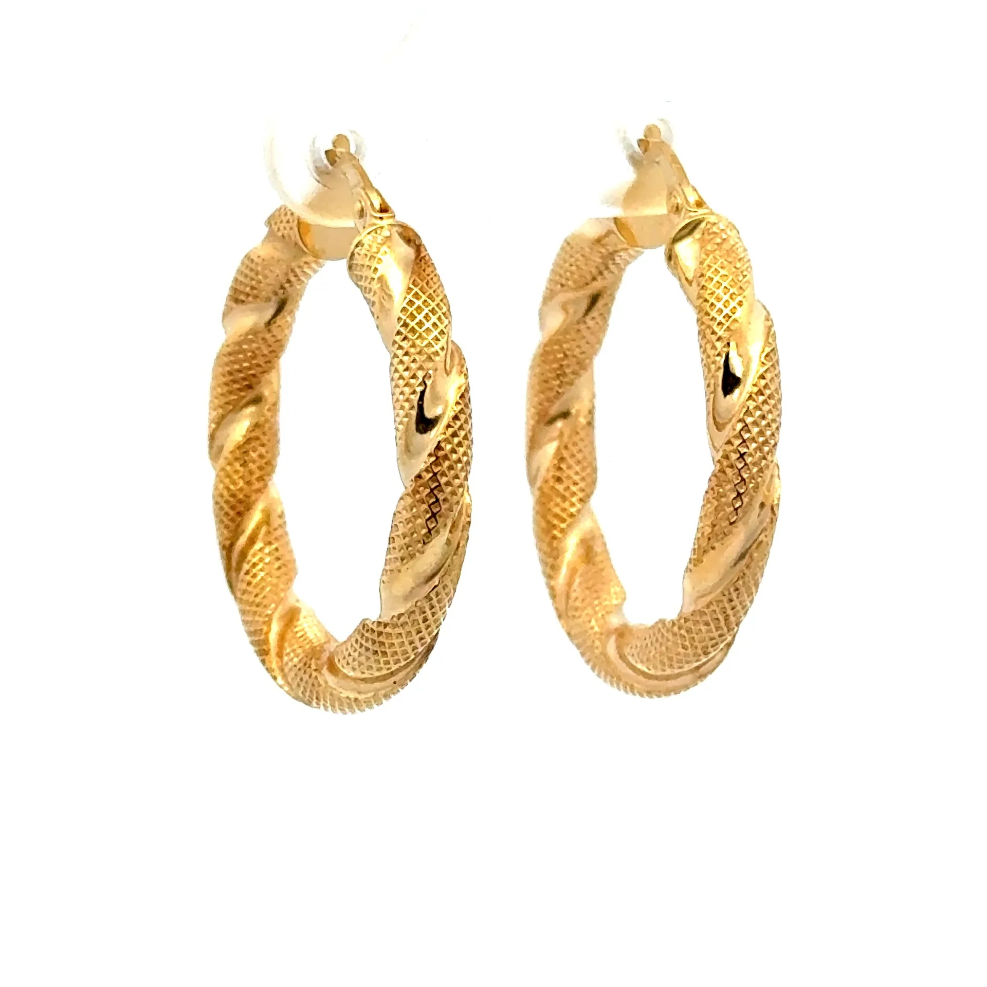 Earrings Twisted Textured Hoops 27.5 4mm 10K - Image 2