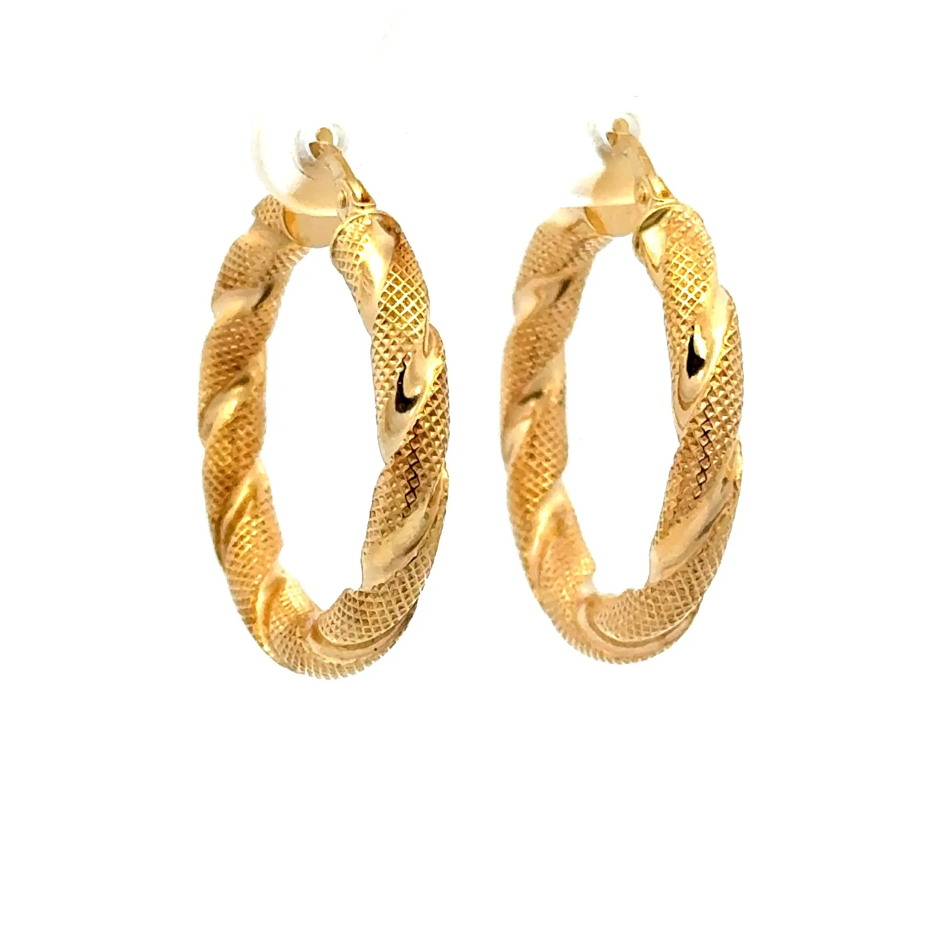 Earrings Twisted Textured Hoops 27.5 4mm 10K - Image 6