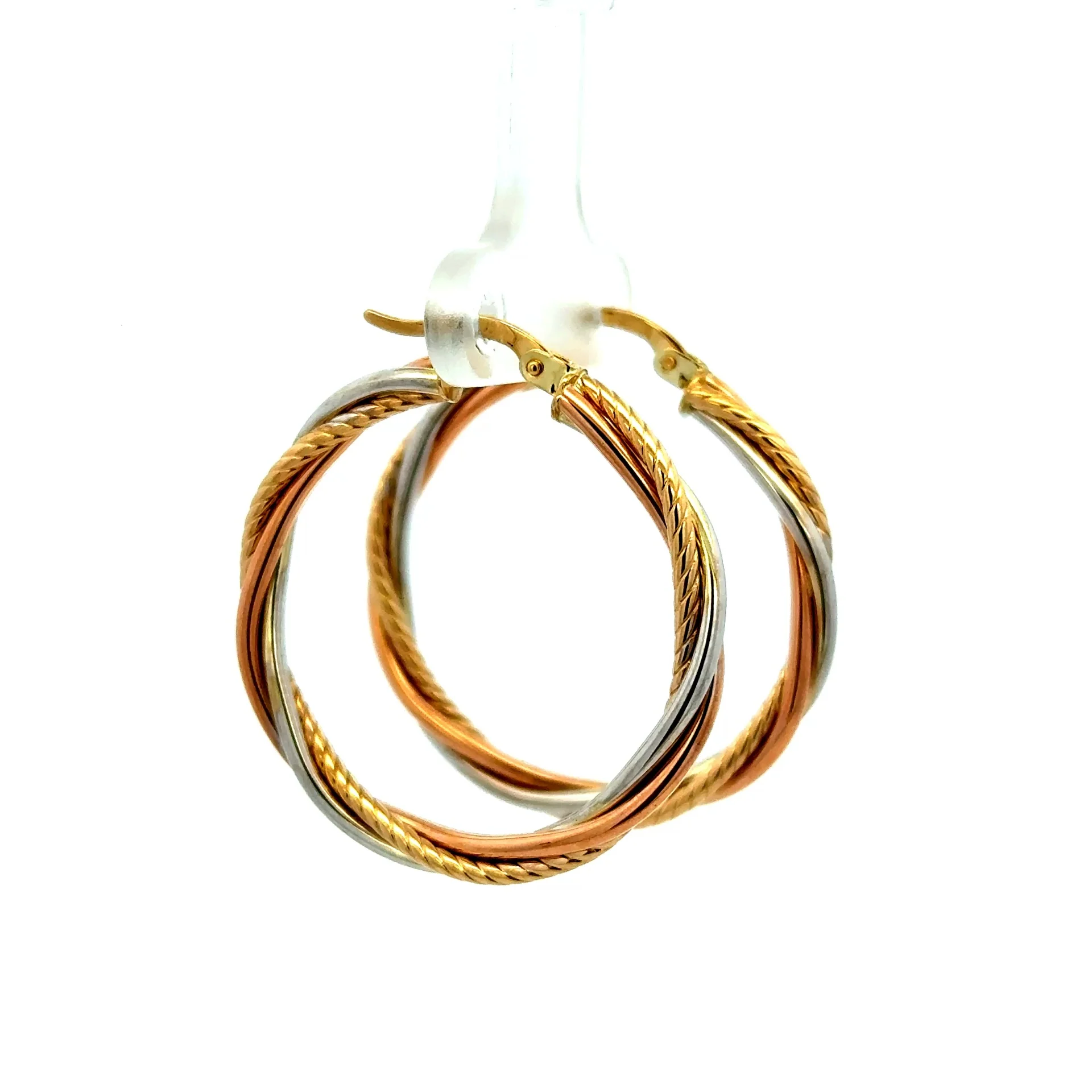 Earrings Twisted Textured Hoops 28 3.5mm 10K - Image 4