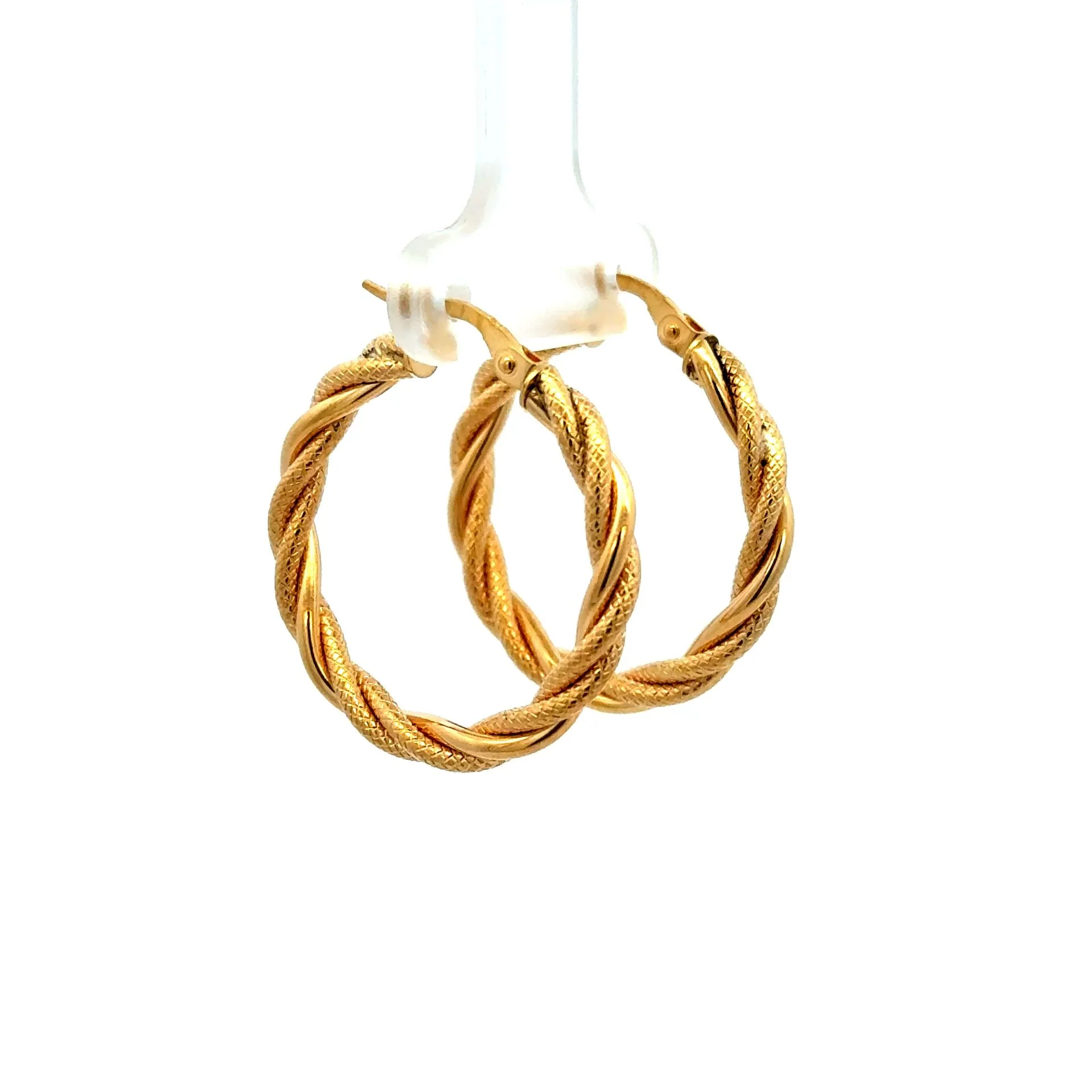 Earrings Twisted Textured Hoops 28 3mm 10K - Image 3
