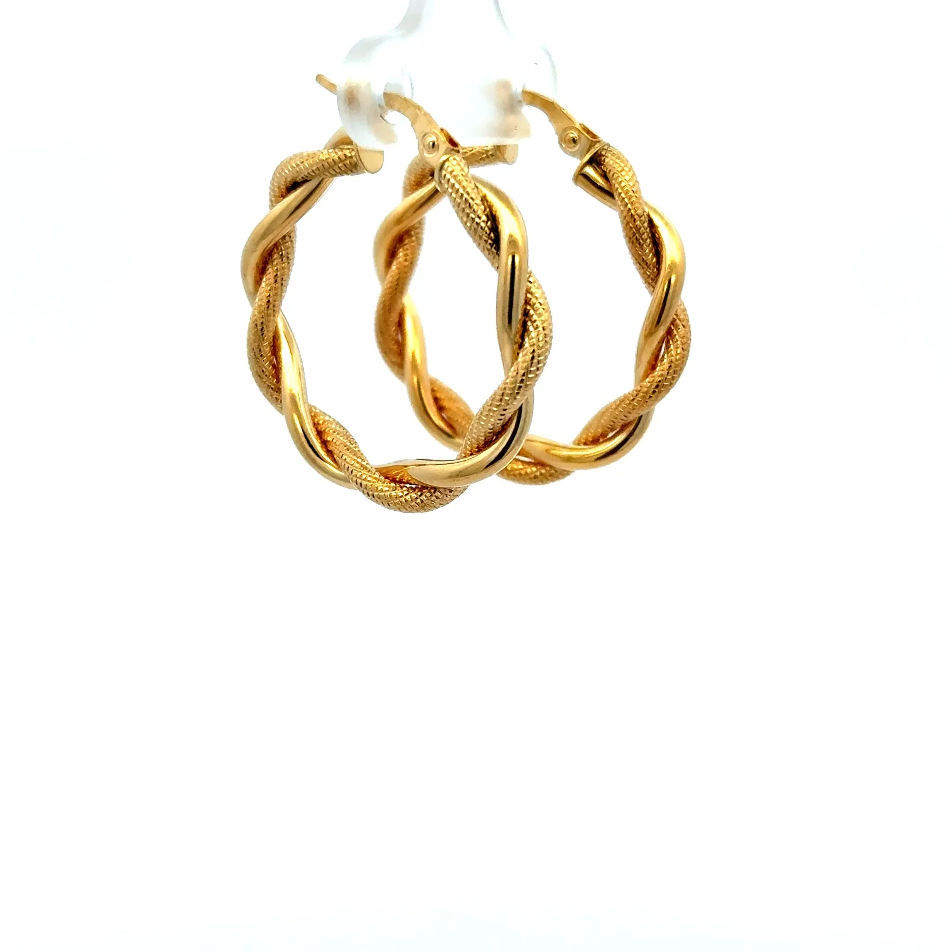 Earrings Twisted Textured Hoops 29 4mm 10K - Image 2