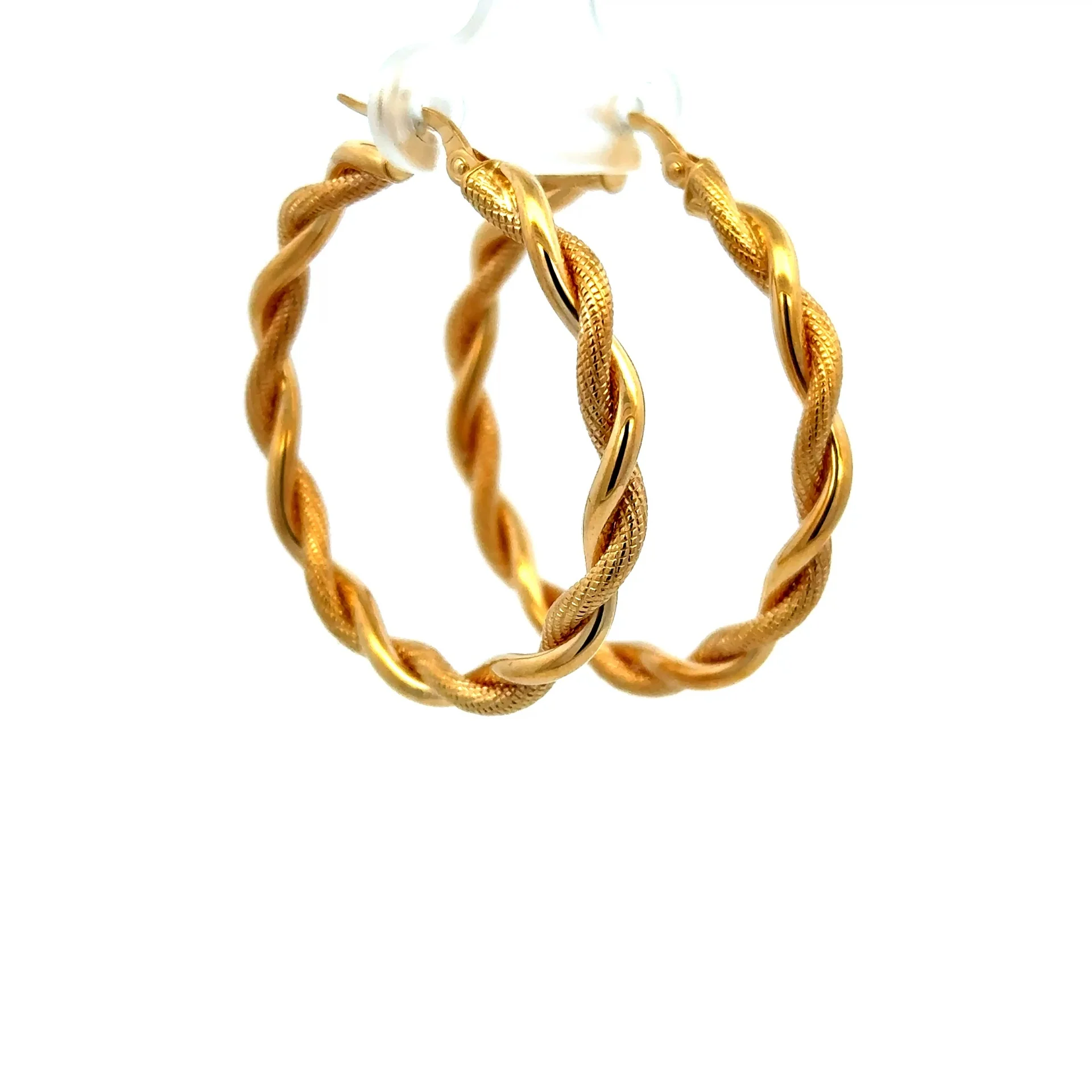 Earrings Twisted Textured Hoops 29 4mm 10K - Image 4