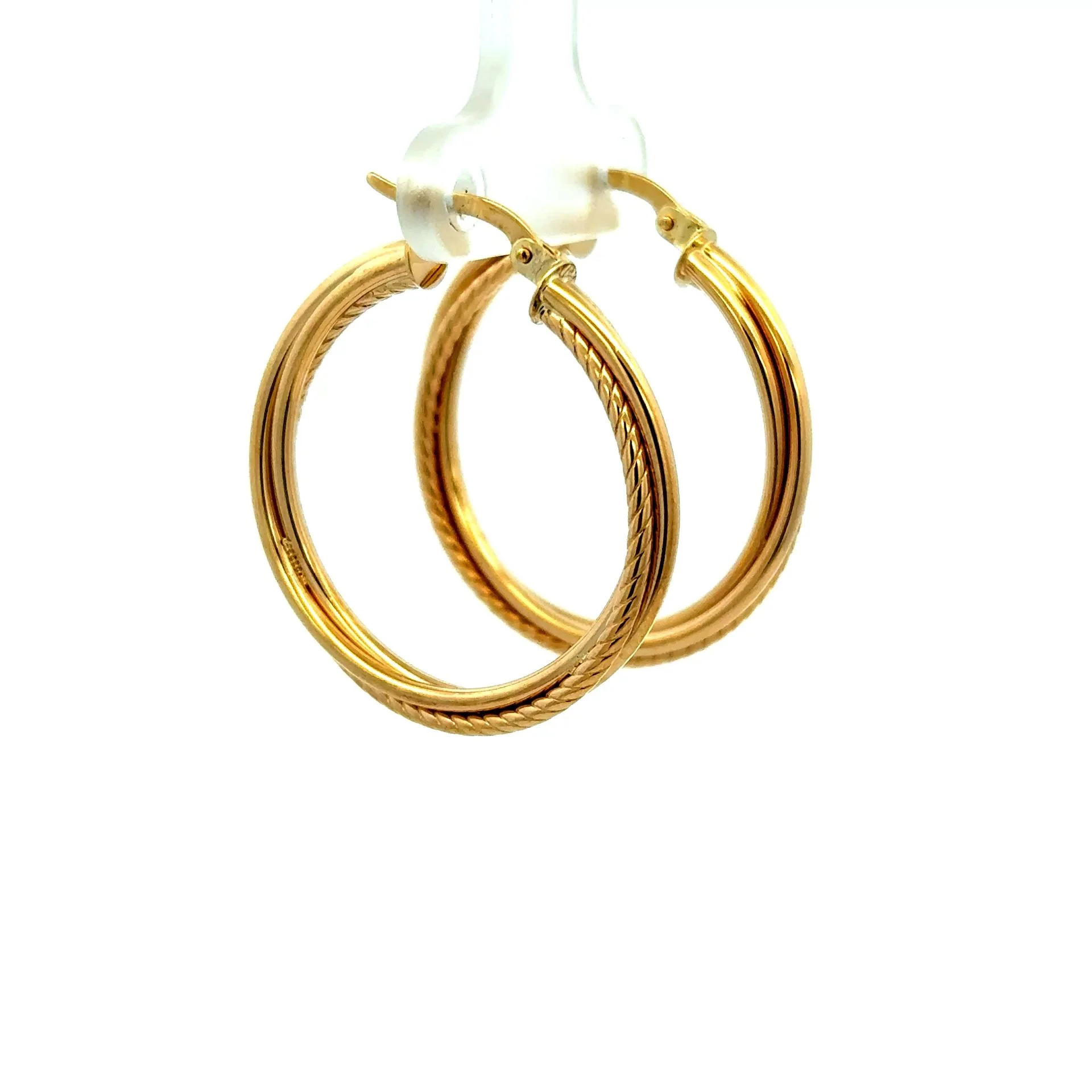 Earrings Twisted Textured Hoops 31 3mm 10K - Image 5