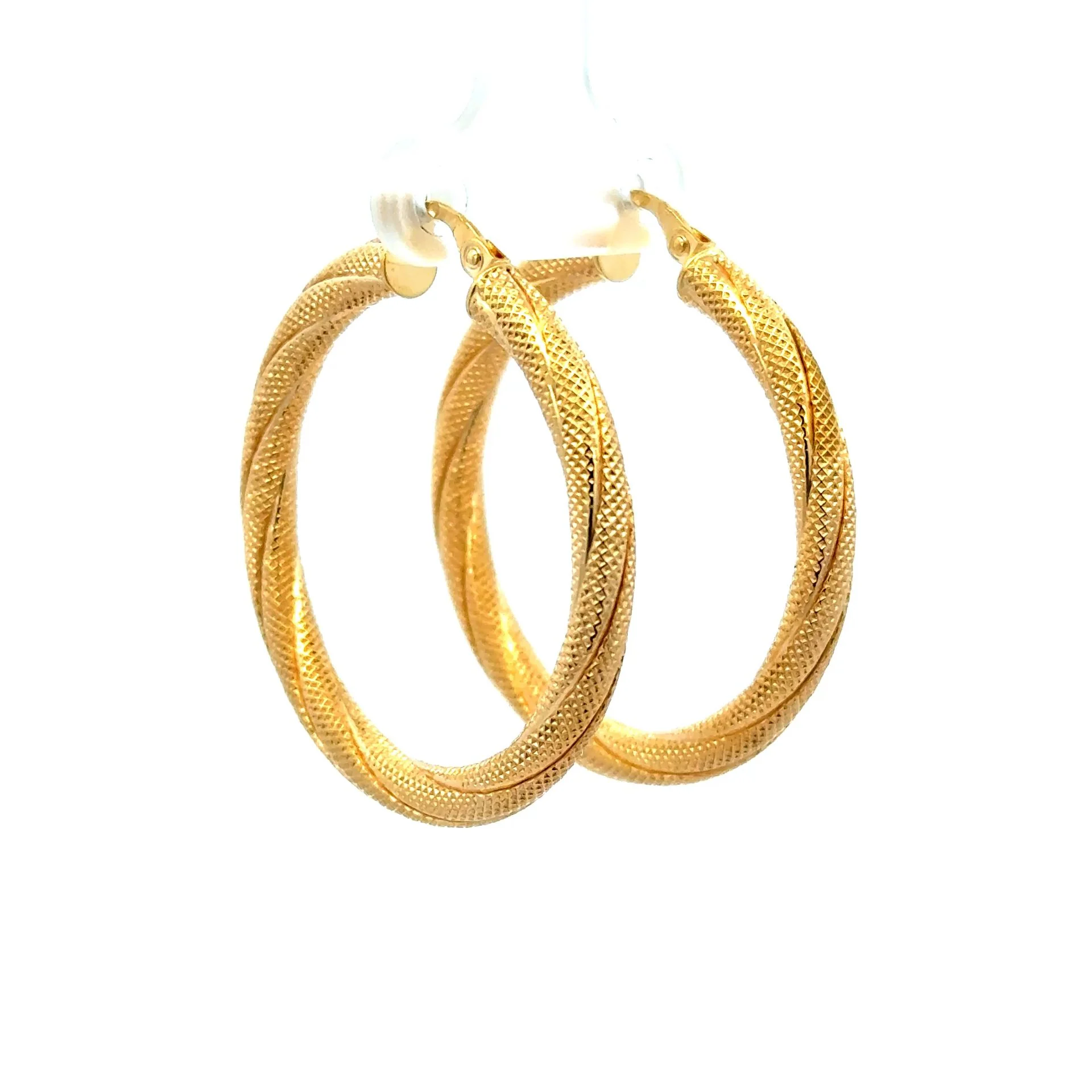 Earrings Twisted Textured Hoops 38 3.5mm 10K - Image 3