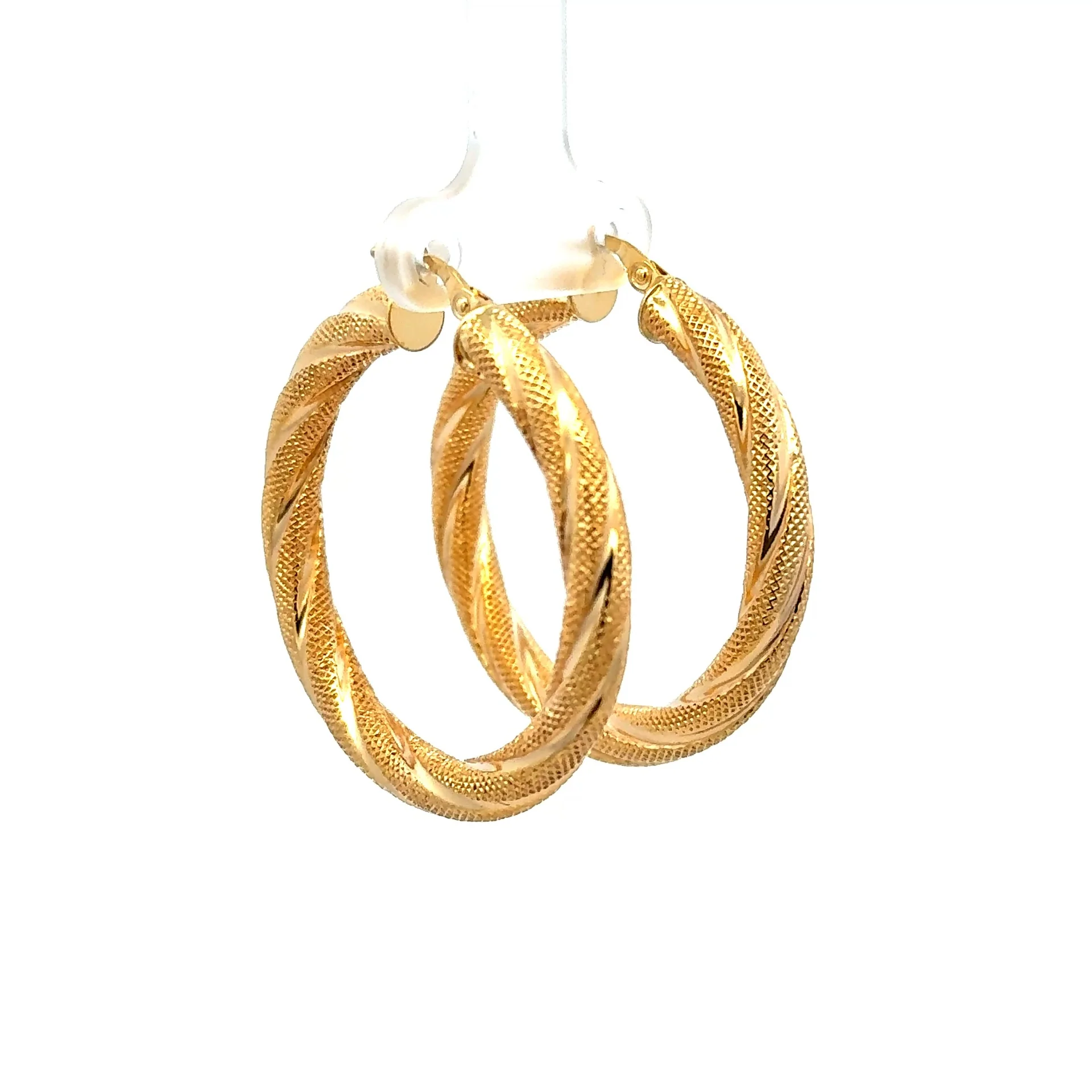 Earrings Twisted Textured Hoops 40 4.5mm 10K