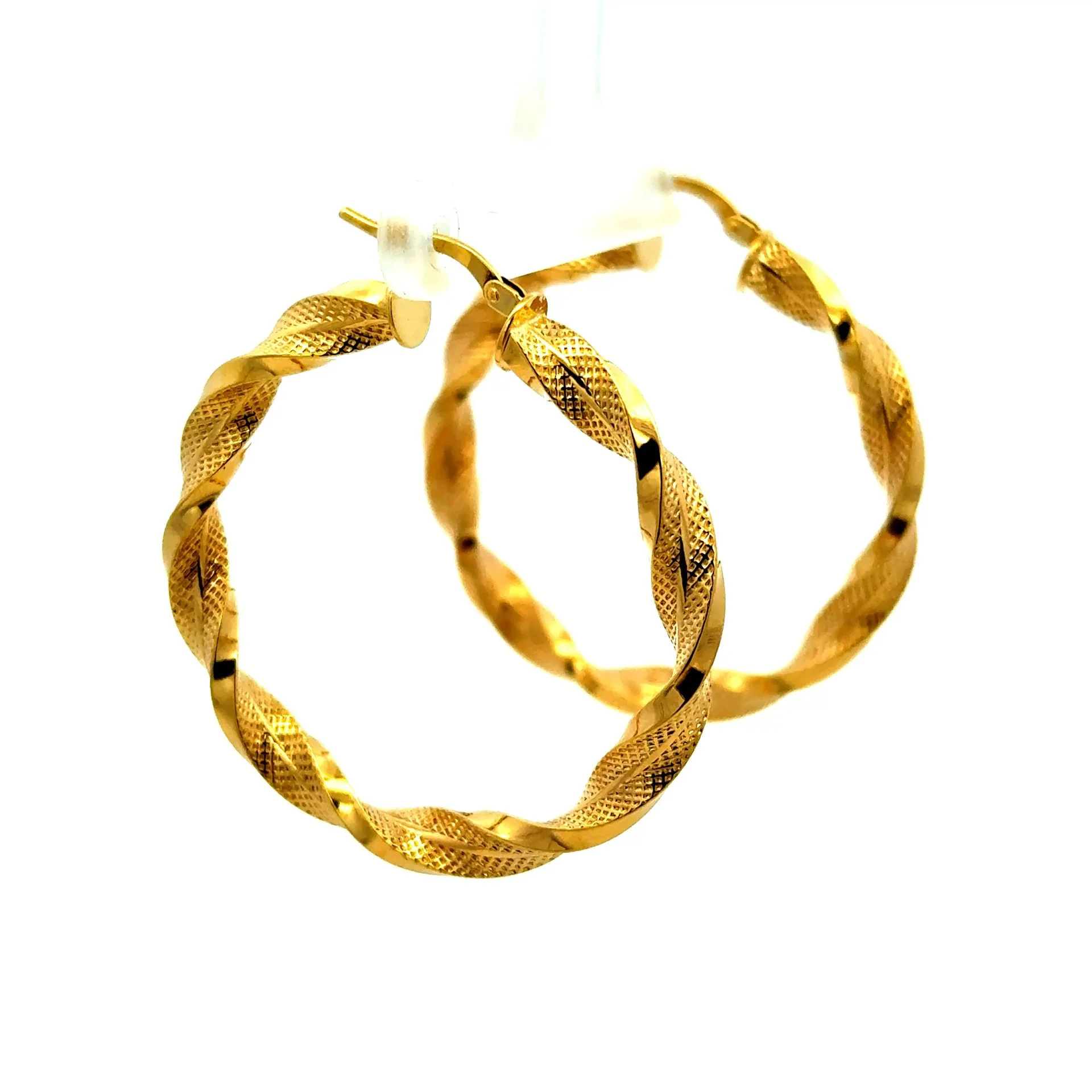 Earrings Twisted Textured Hoops 40 4mm 10K - Image 3