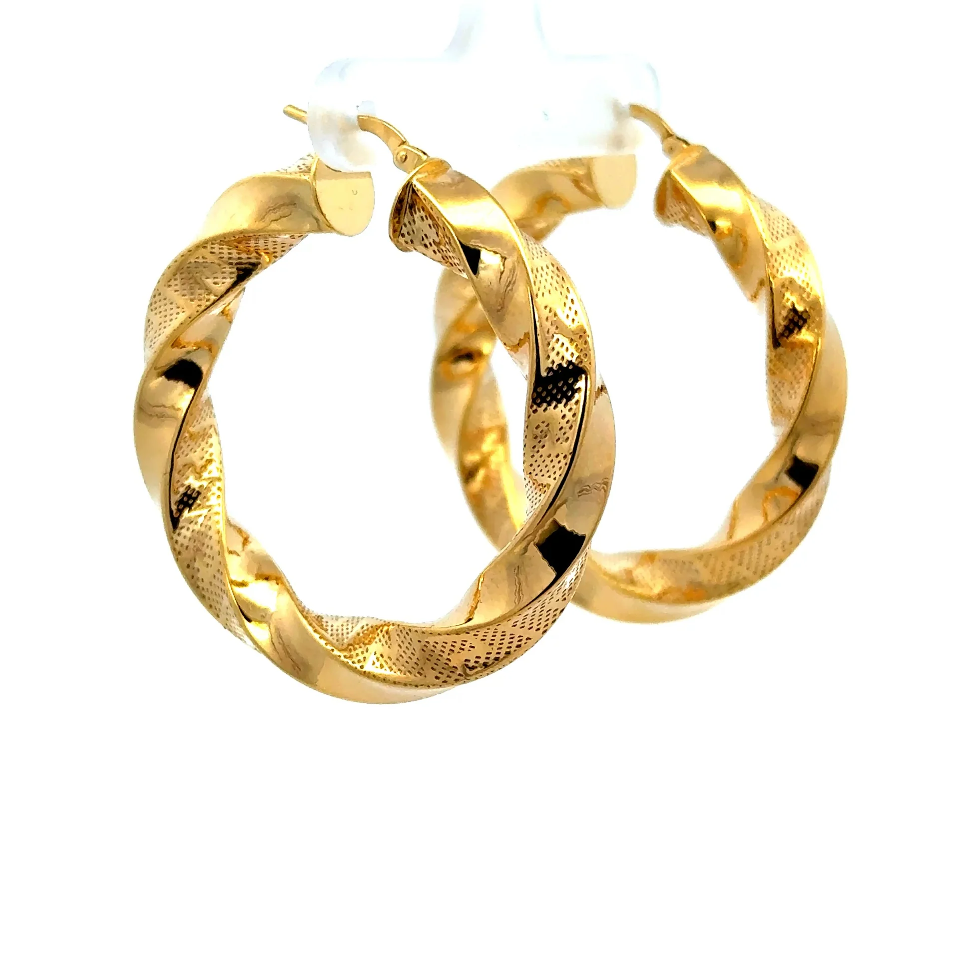 Earrings Twisted Textured Hoops 42.5 6mm 10K - Image 2