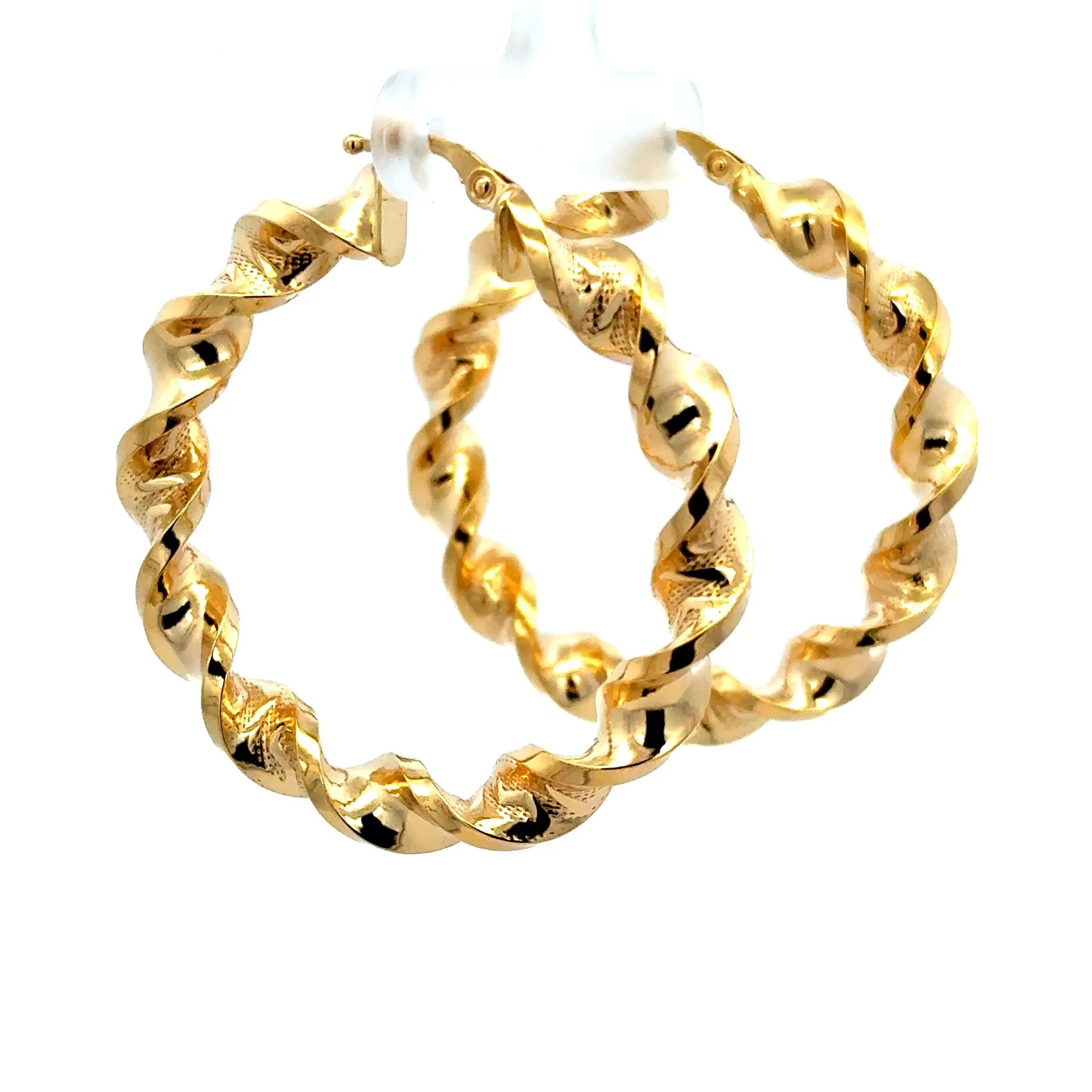 Earrings Twisted Textured Hoops 42.5 6mm 10K - Image 5