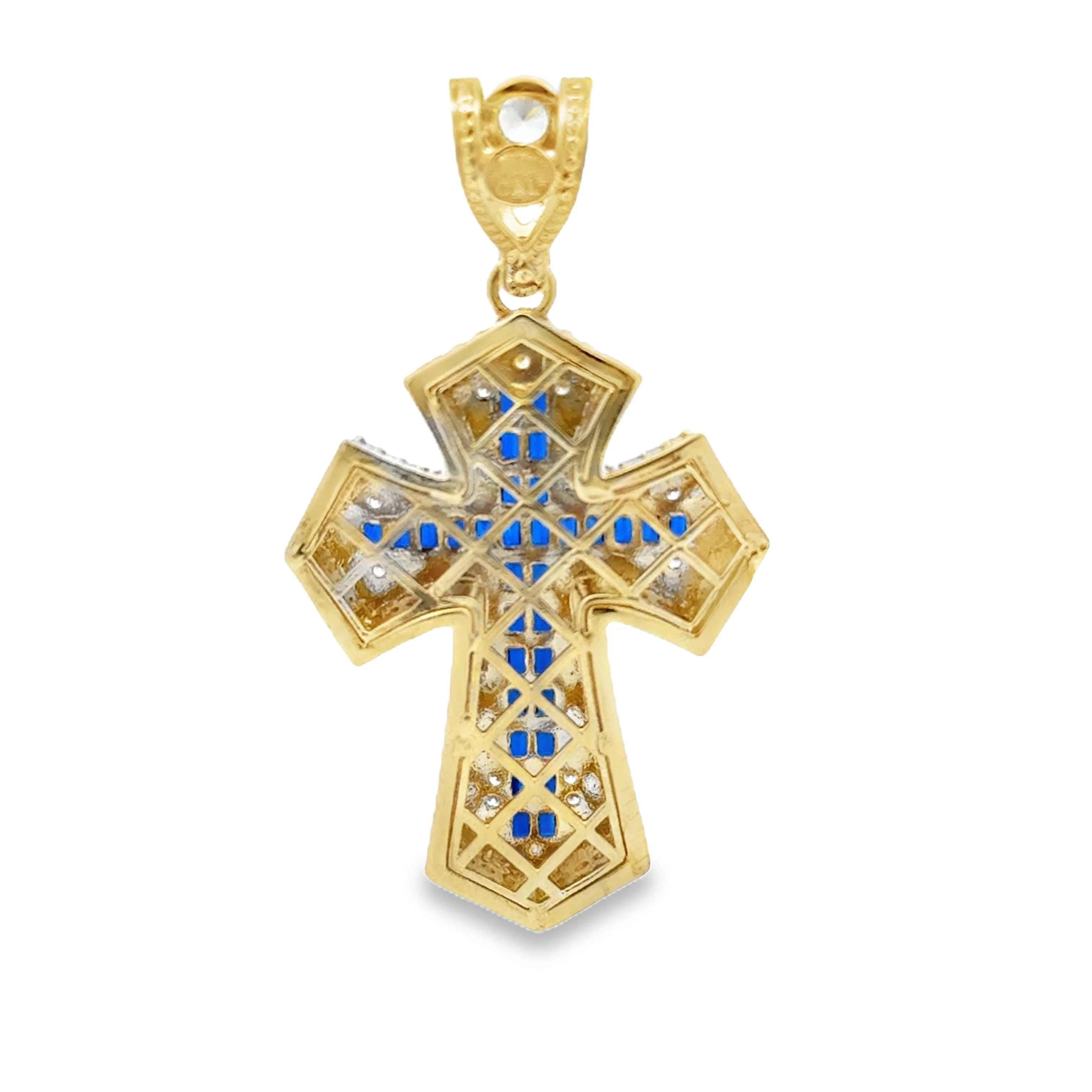 Elegant Blue Cross Pendant 10k - Image 2