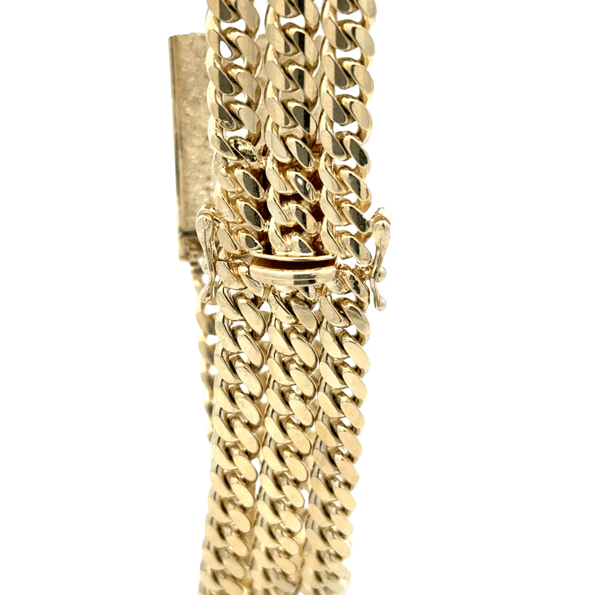 Elegant 10k 3-chain Cuban link Bracelet - Image 2