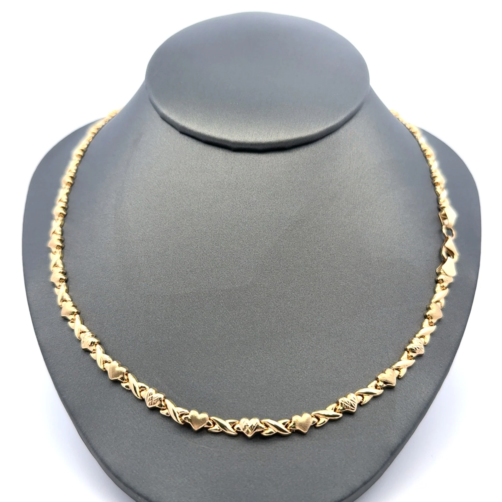 Necklaces DBL-Textured Heart&X with Lobster Lock 4.5mm 17.5" 14K - Image 2