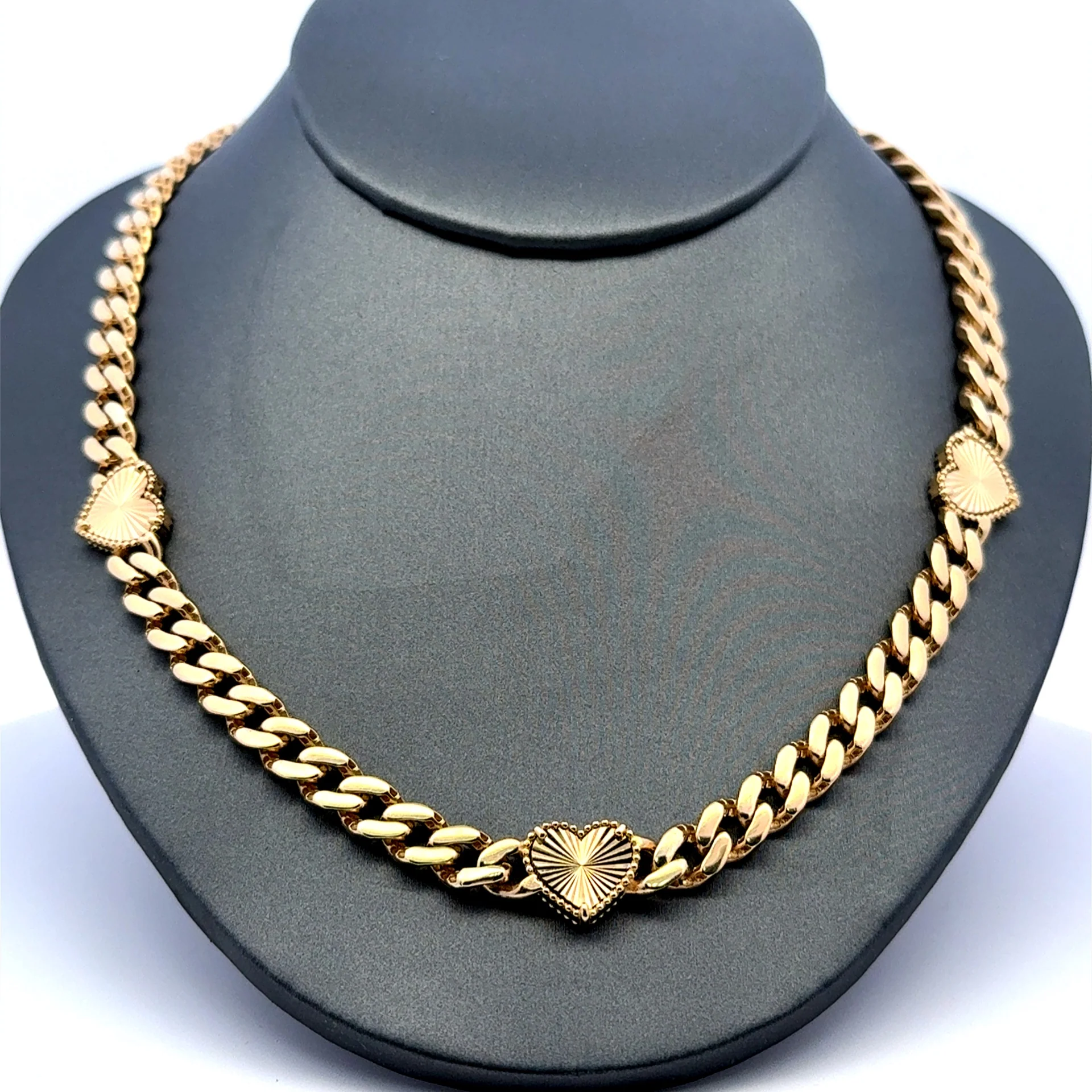 Necklaces Monaco with Hearts 7mm 18" 14K