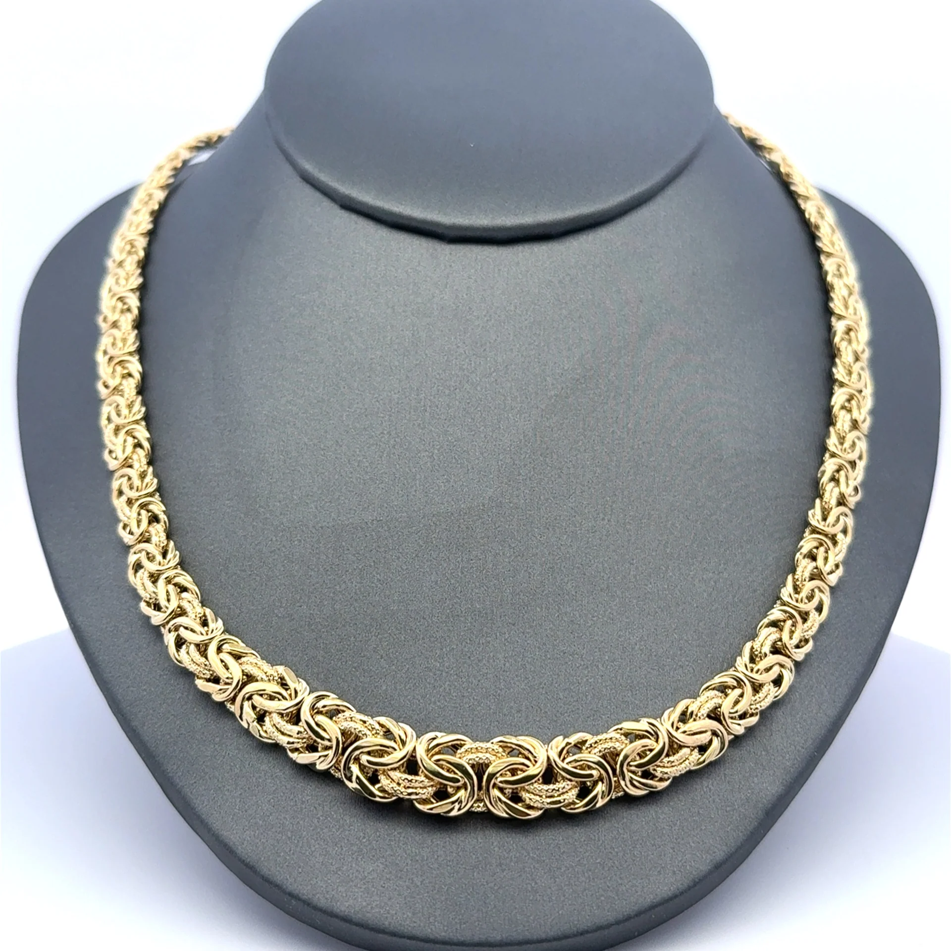 Necklaces Textured Byzantine Princess Cut 10mm 18" 10K - Image 3
