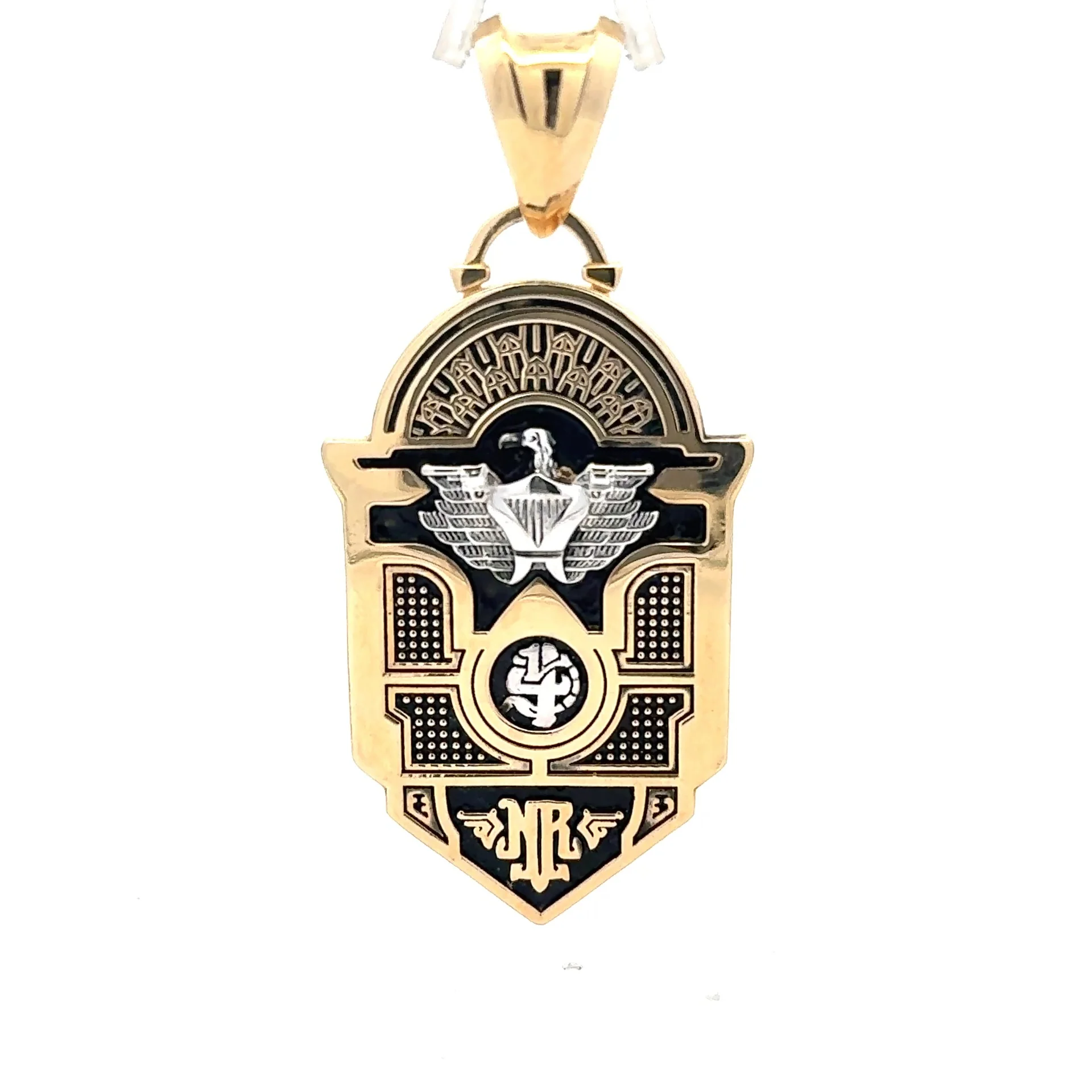 Pendant Armed Eagle Emblem Shield Two-Tone 63 10K - Image 4
