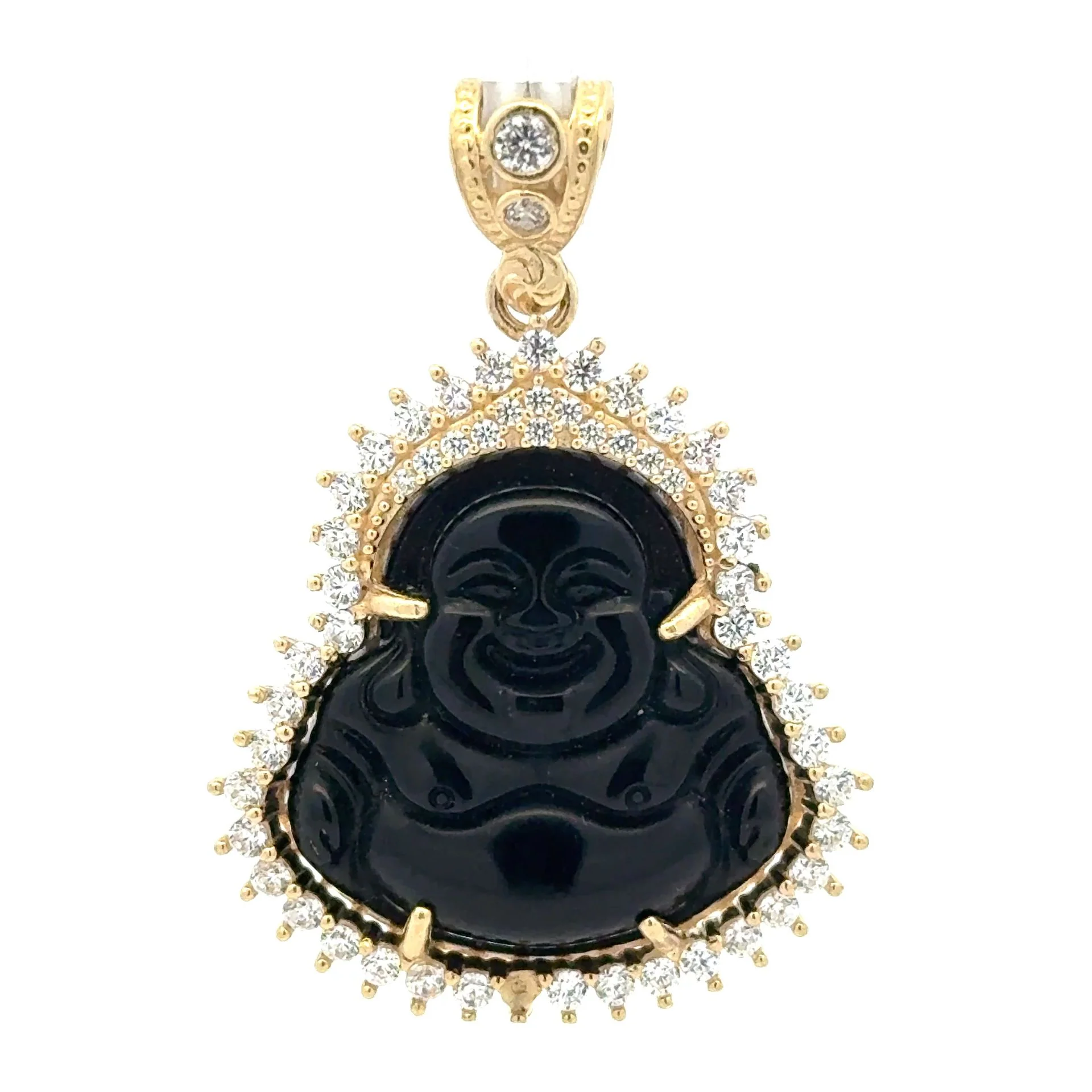 Pendant CZ Halo Seated Black Buddha 44.5 10K - Image 3