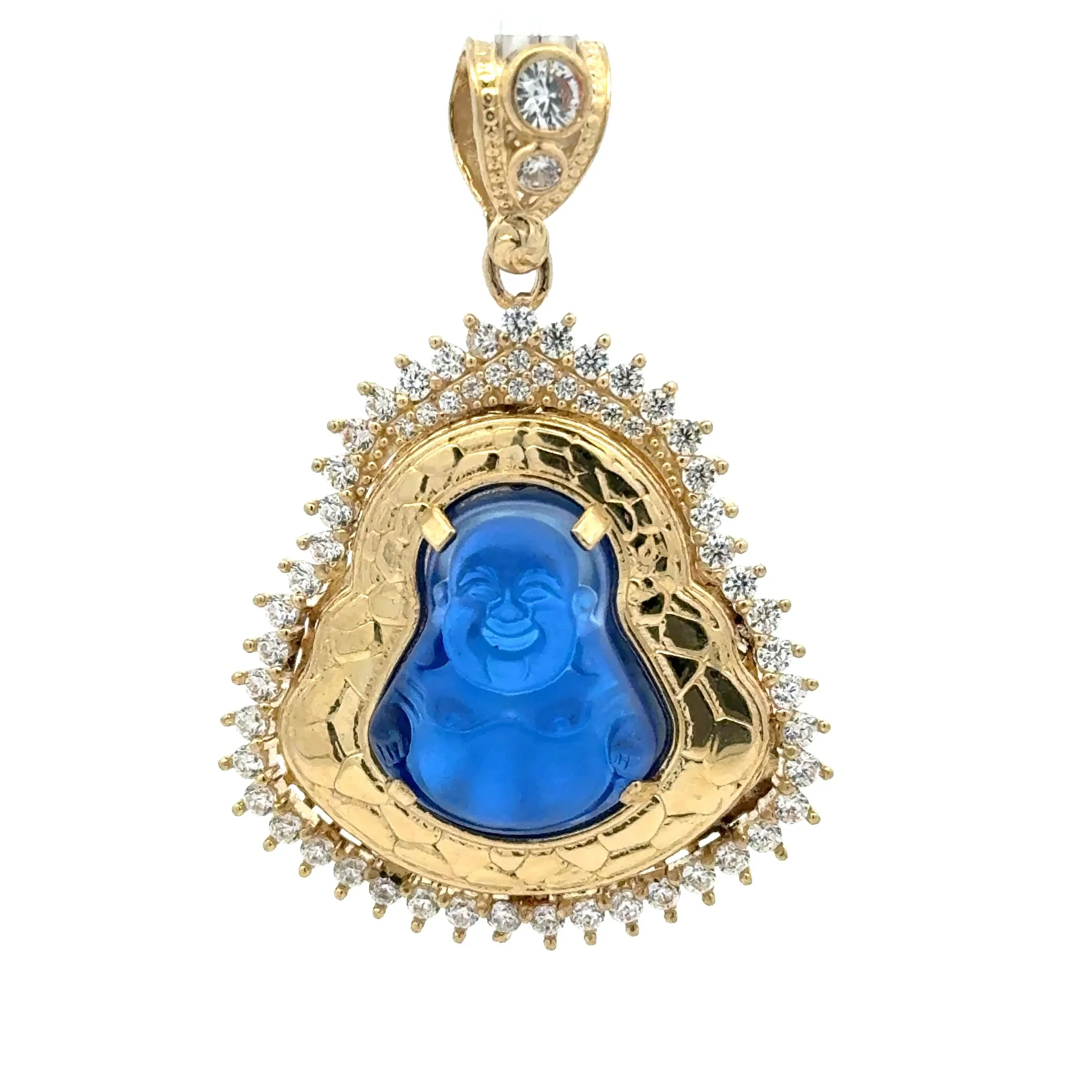 Pendant CZ Halo Seated Blue Buddha 39 10K - Image 2