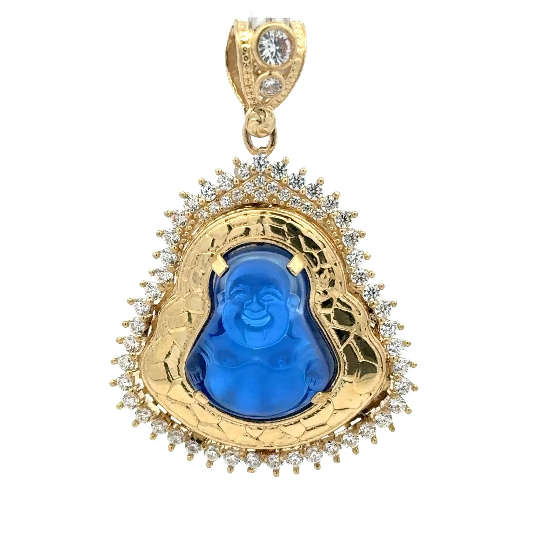 Pendant CZ Halo Seated Blue Buddha 51 10K - Image 3