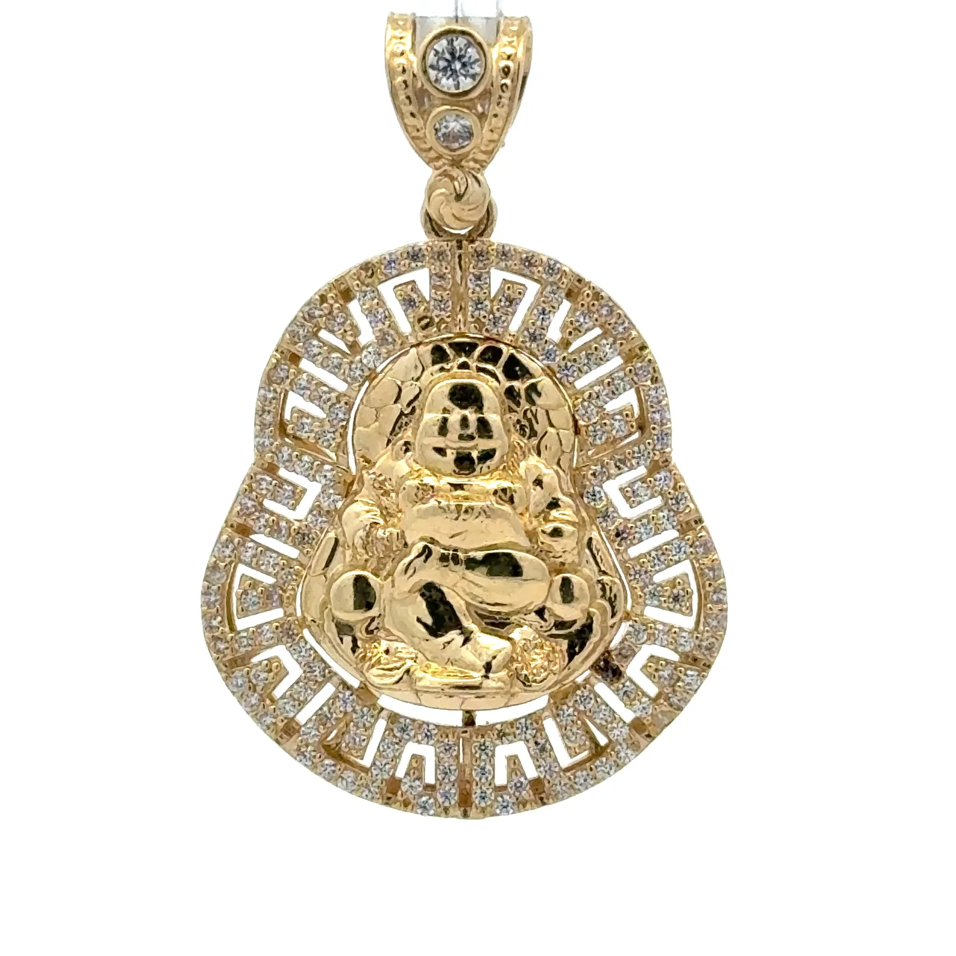 Pendant CZ Halo Seated Buddha 41.5 10K