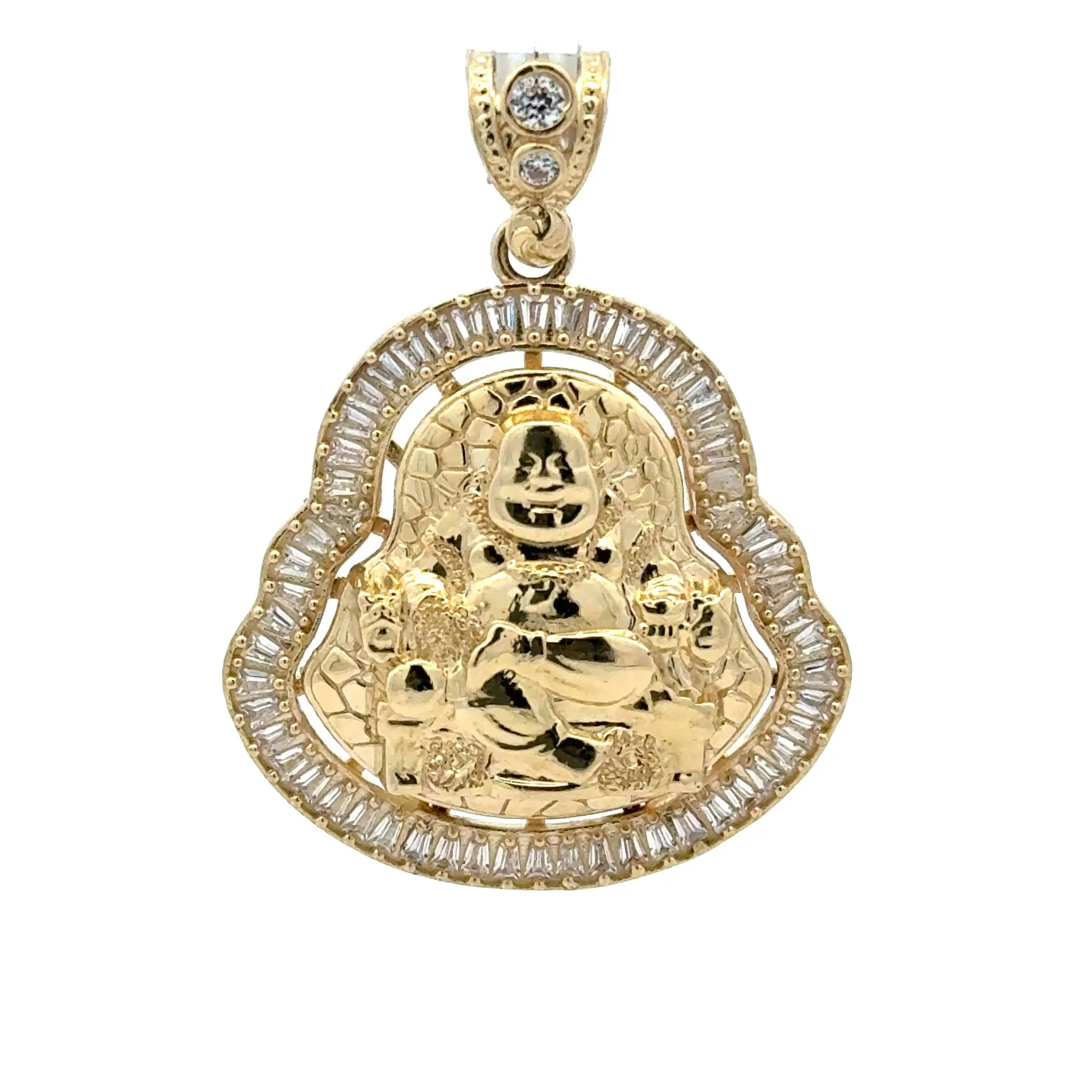 Pendant CZ Halo Seated Buddha 43.5 10K
