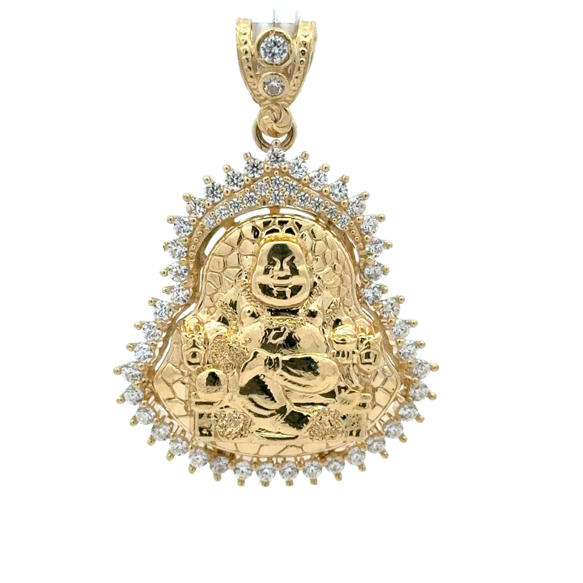 Pendant CZ Halo Seated Buddha 45 10K - Image 3