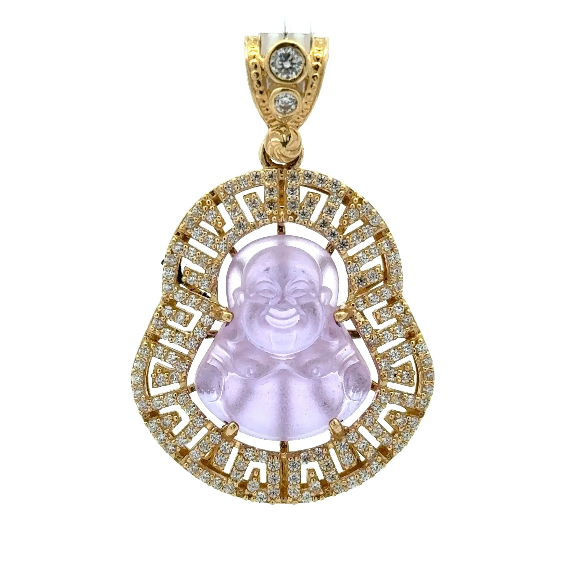 Pendant CZ Halo Seated Mauve Buddha 41.5 10K - Image 3