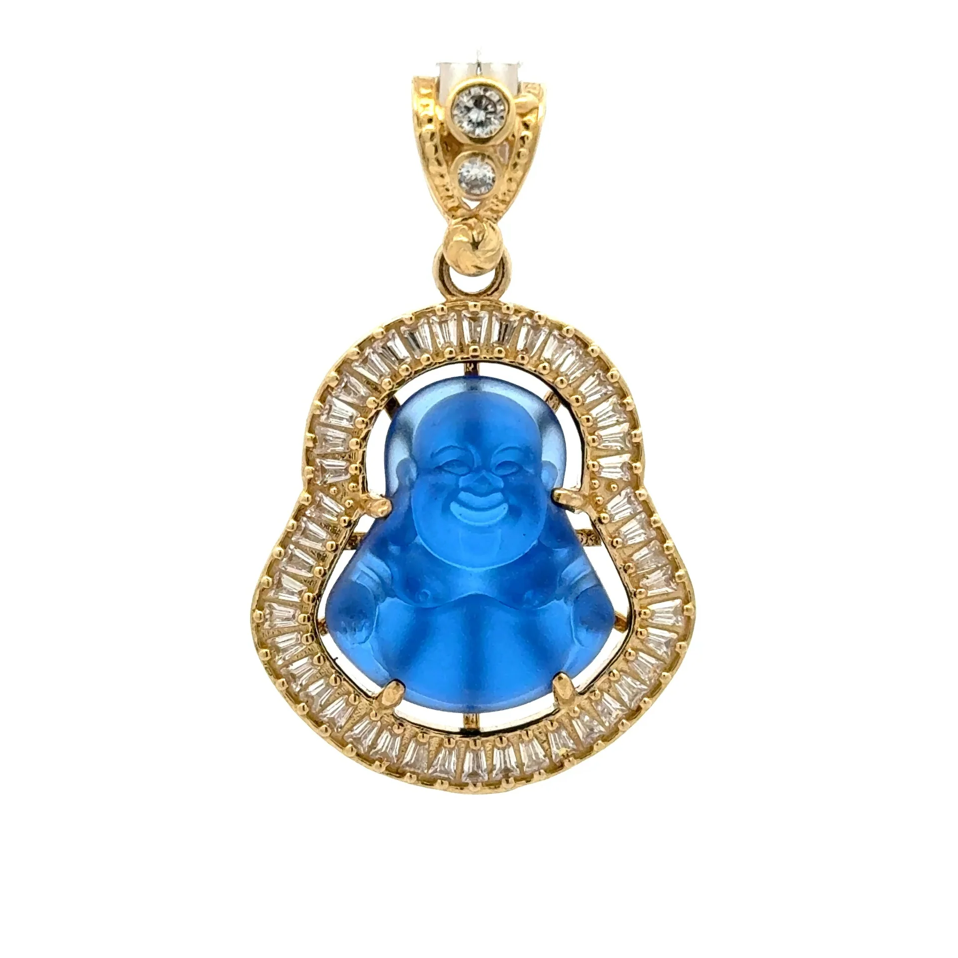 Pendant CZ Halo Seated Mauve Buddha 41.5 10K - Image 2