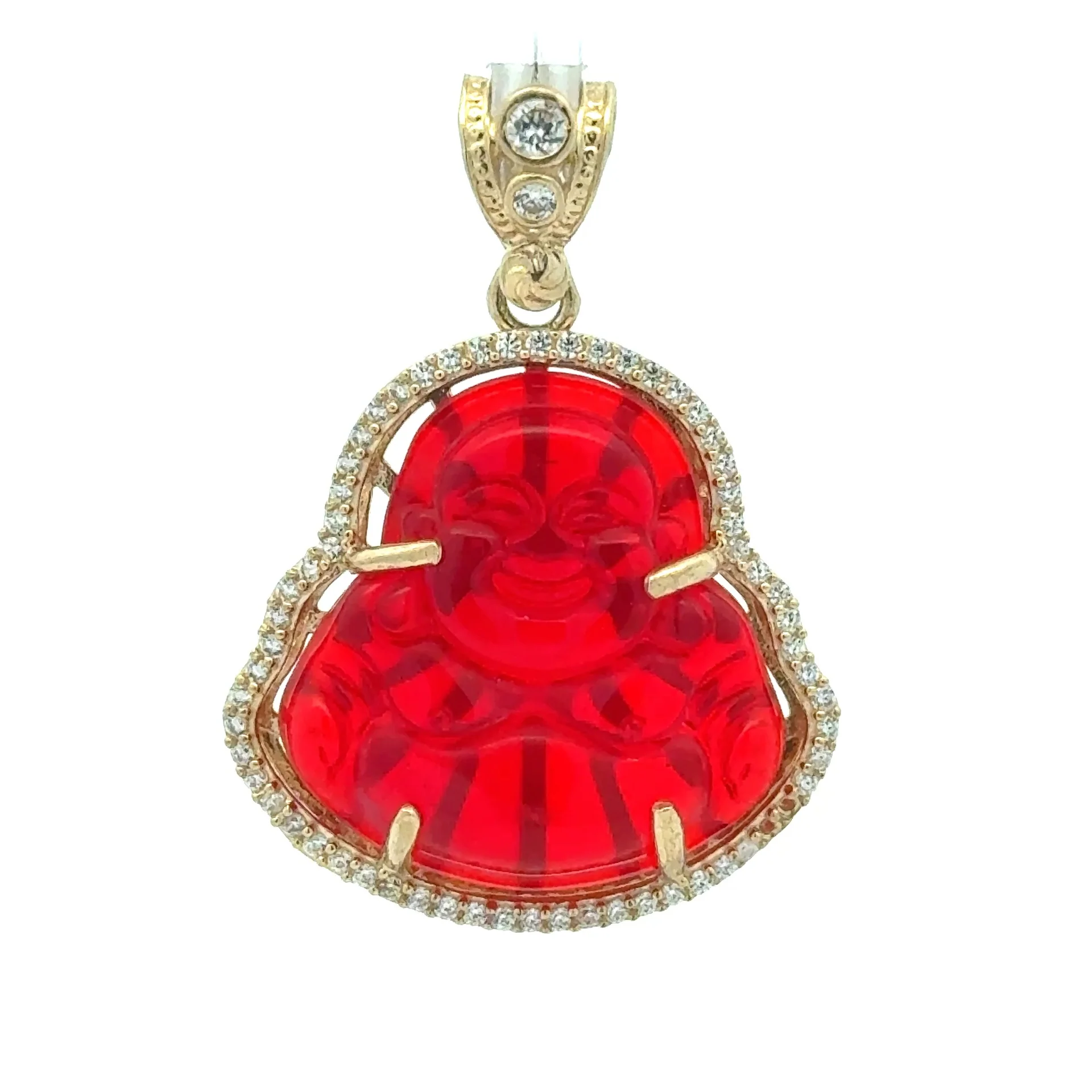Pendant CZ Halo Seated Red Buddha 44 10K - Image 4