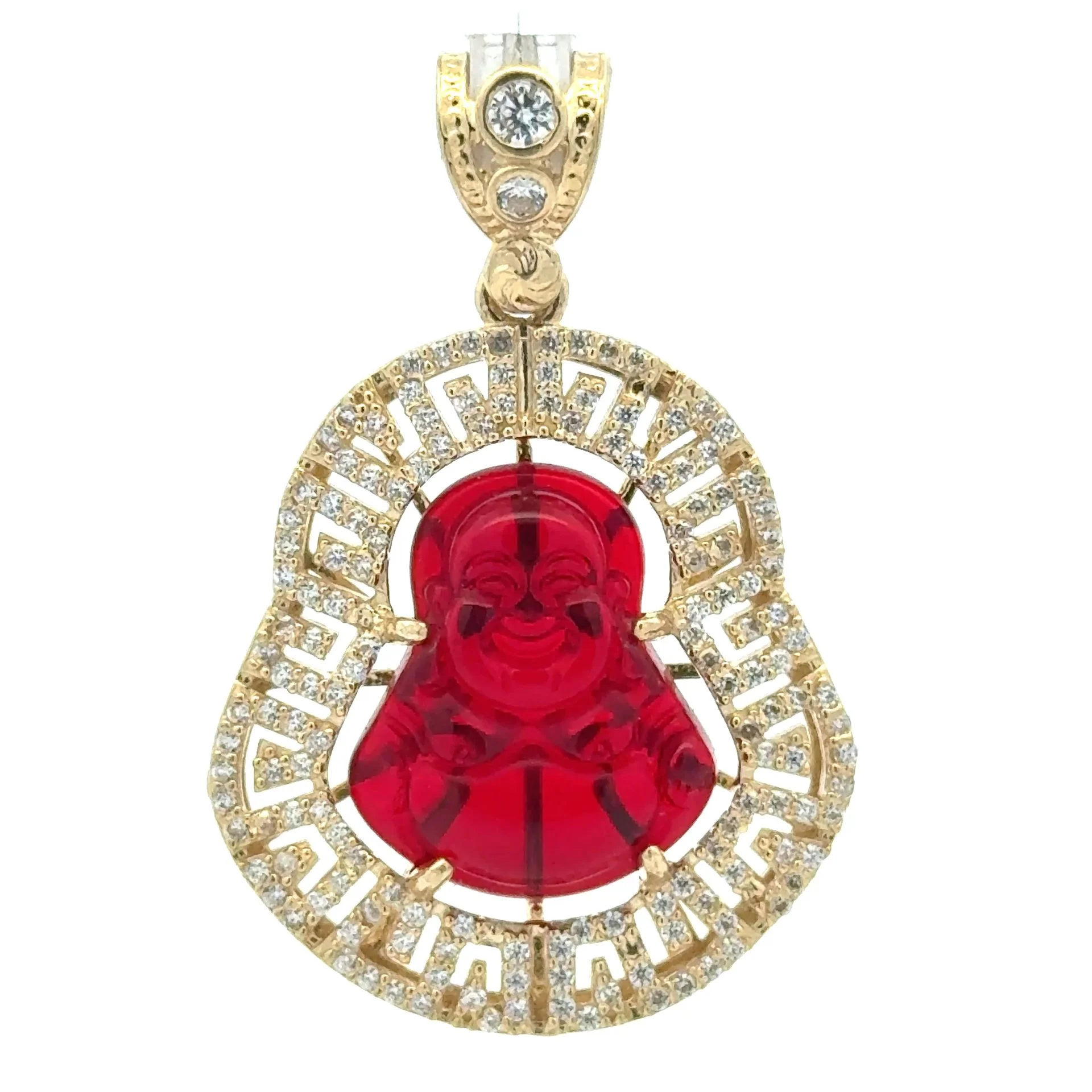 Pendant CZ Halo Seated Wine Buddha 41.5 10K - Image 3