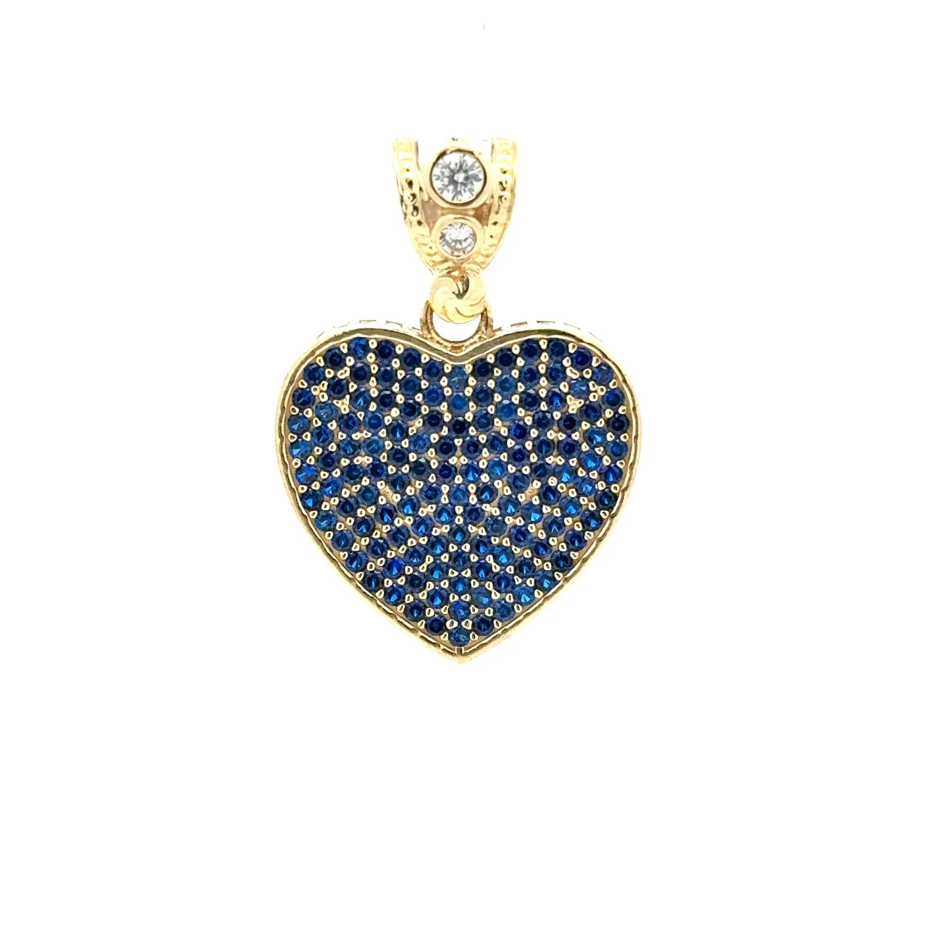 Pendant CZ-Iced Big Blue Heart 30.5 10K