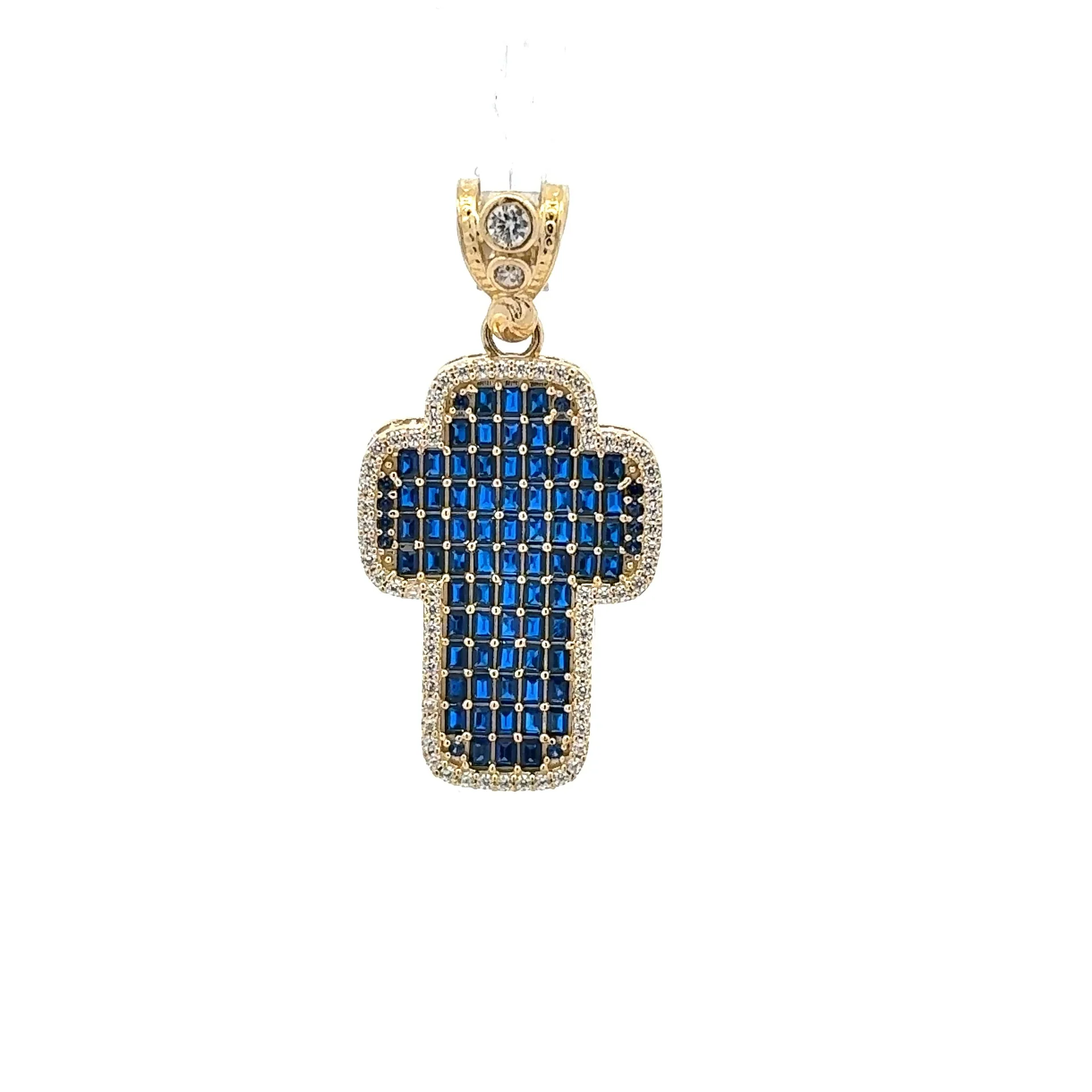 Pendant CZ-Iced Big Pink Cross 55 10K - Image 2
