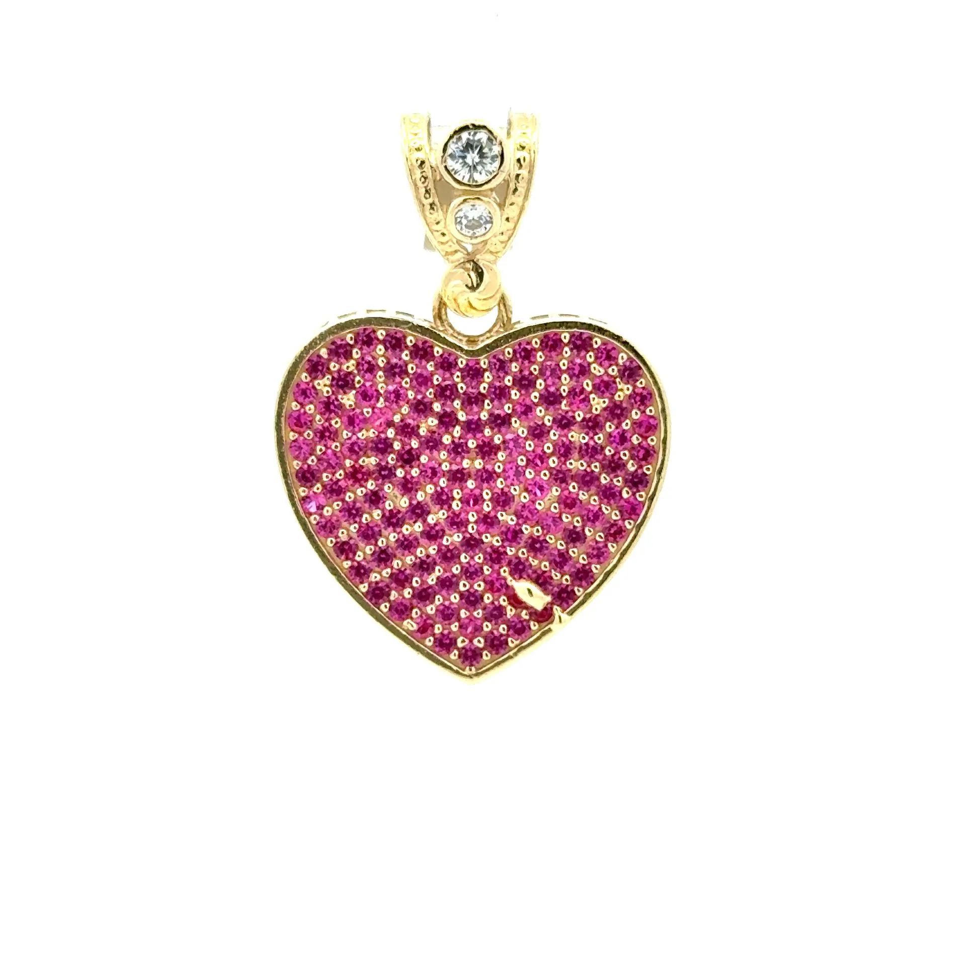 Pendant CZ-Iced Big Pink Heart 30.5 10K - Image 3