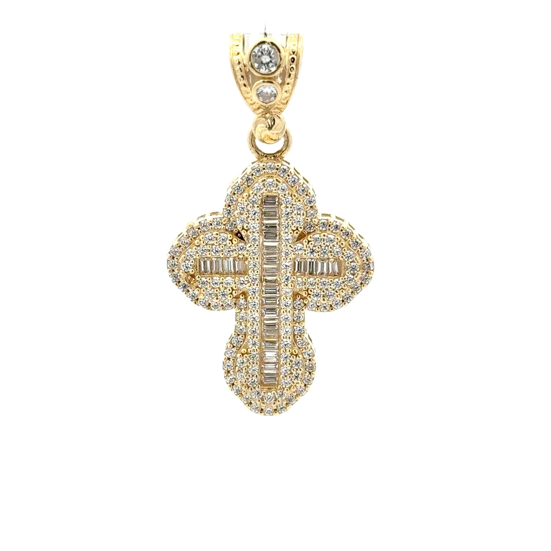 Pendant CZ-Iced Big Pink Pattee Cross 53 10K - Image 2