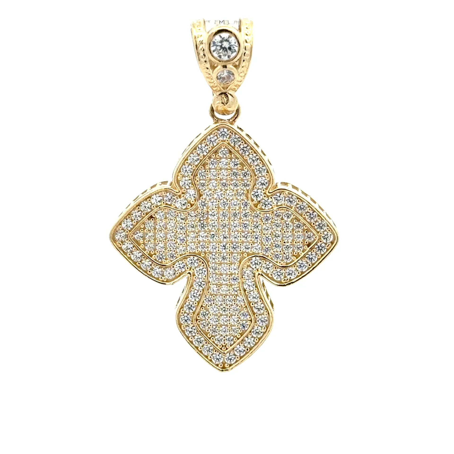 Pendant CZ-Iced Big Trefoil Blue Cross 48.5 10K - Image 2