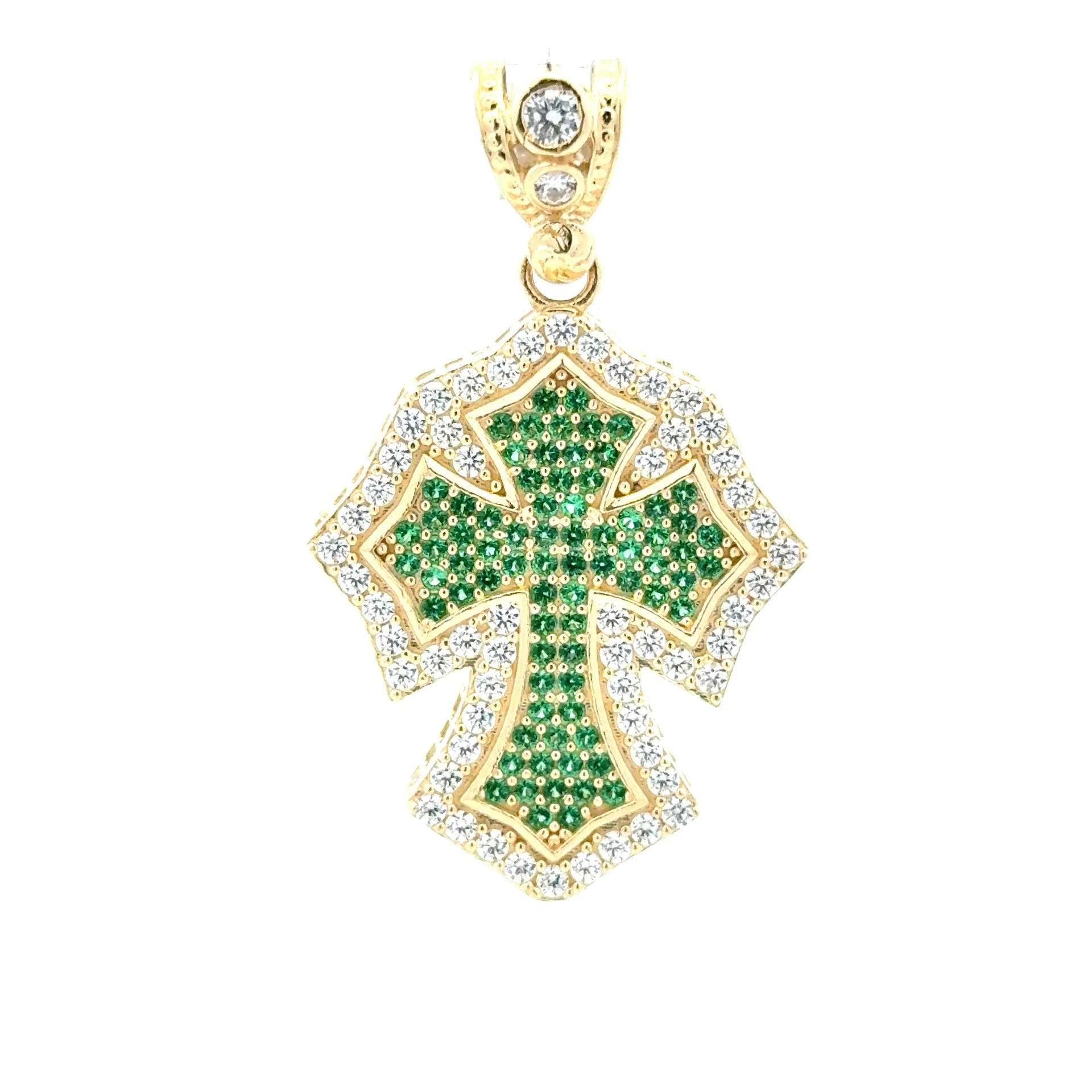 Pendant CZ-Iced Blue Pattee Cross 30.5 10K - Image 2