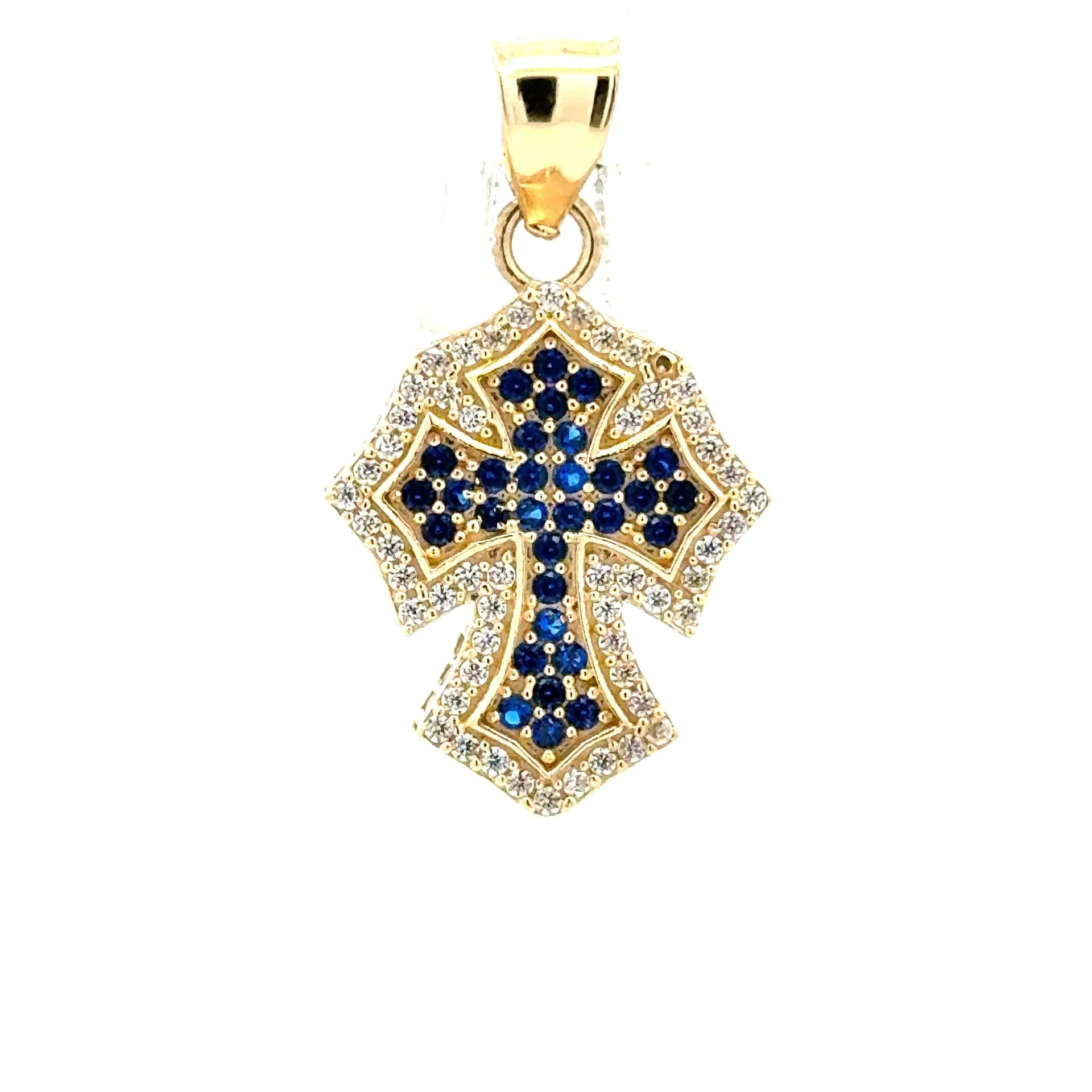 Pendant CZ-Iced Blue Pattee Cross 30.5 10K - Image 3