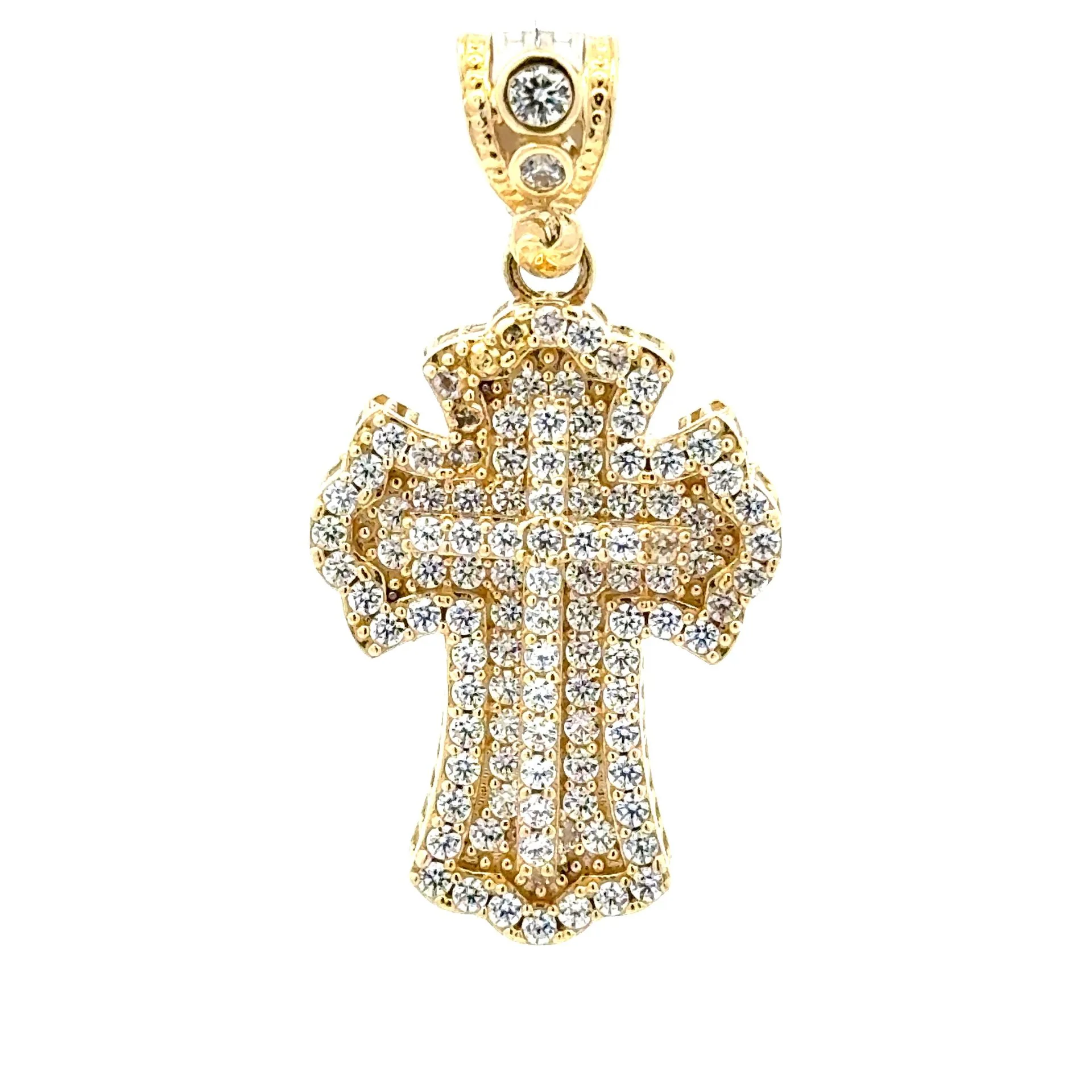 Pendant CZ-Iced Embellished Stepped Latin Cross 42 10K - Image 3
