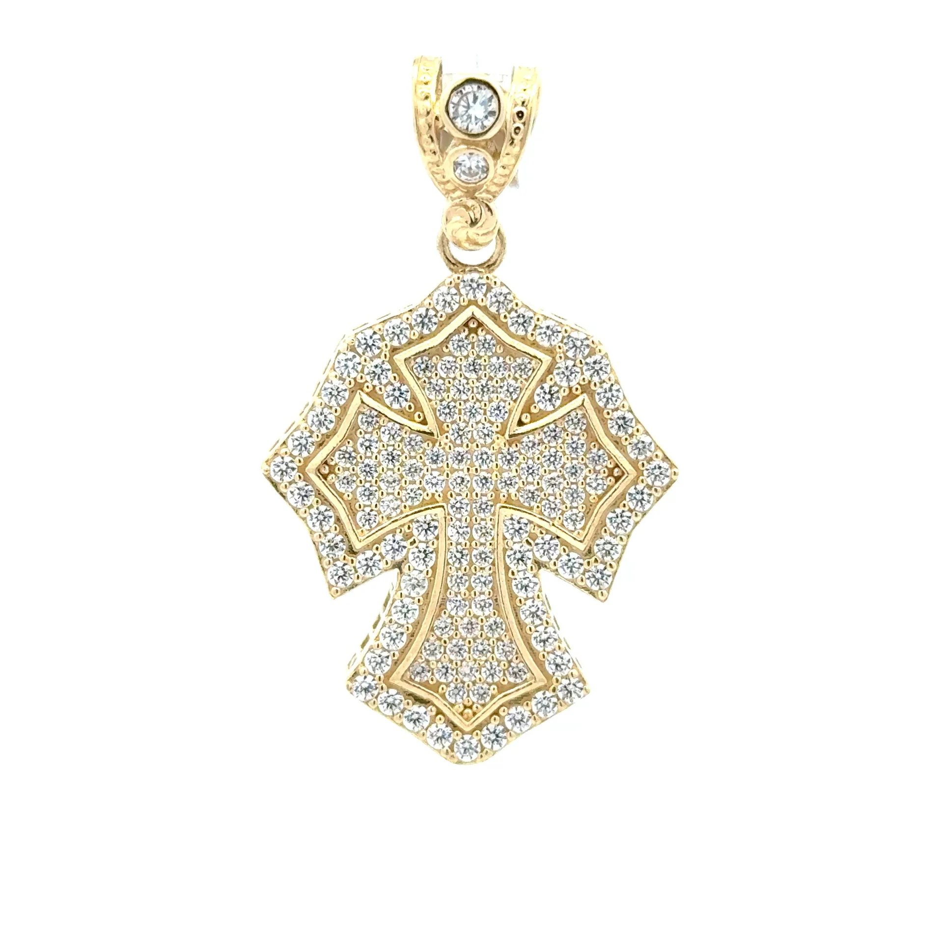 Pendant CZ-Iced Green Pattee Cross 41.5 10K - Image 2