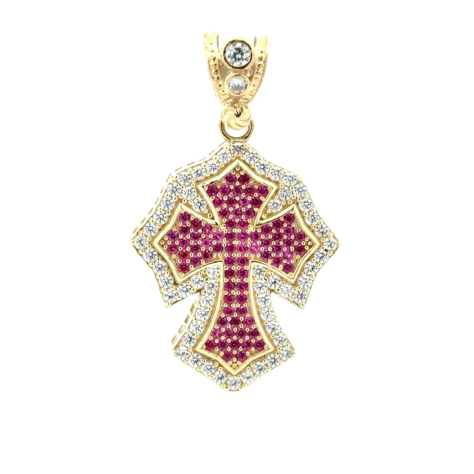 Pendant CZ-Iced Pattee Cross 42 10K - Image 2