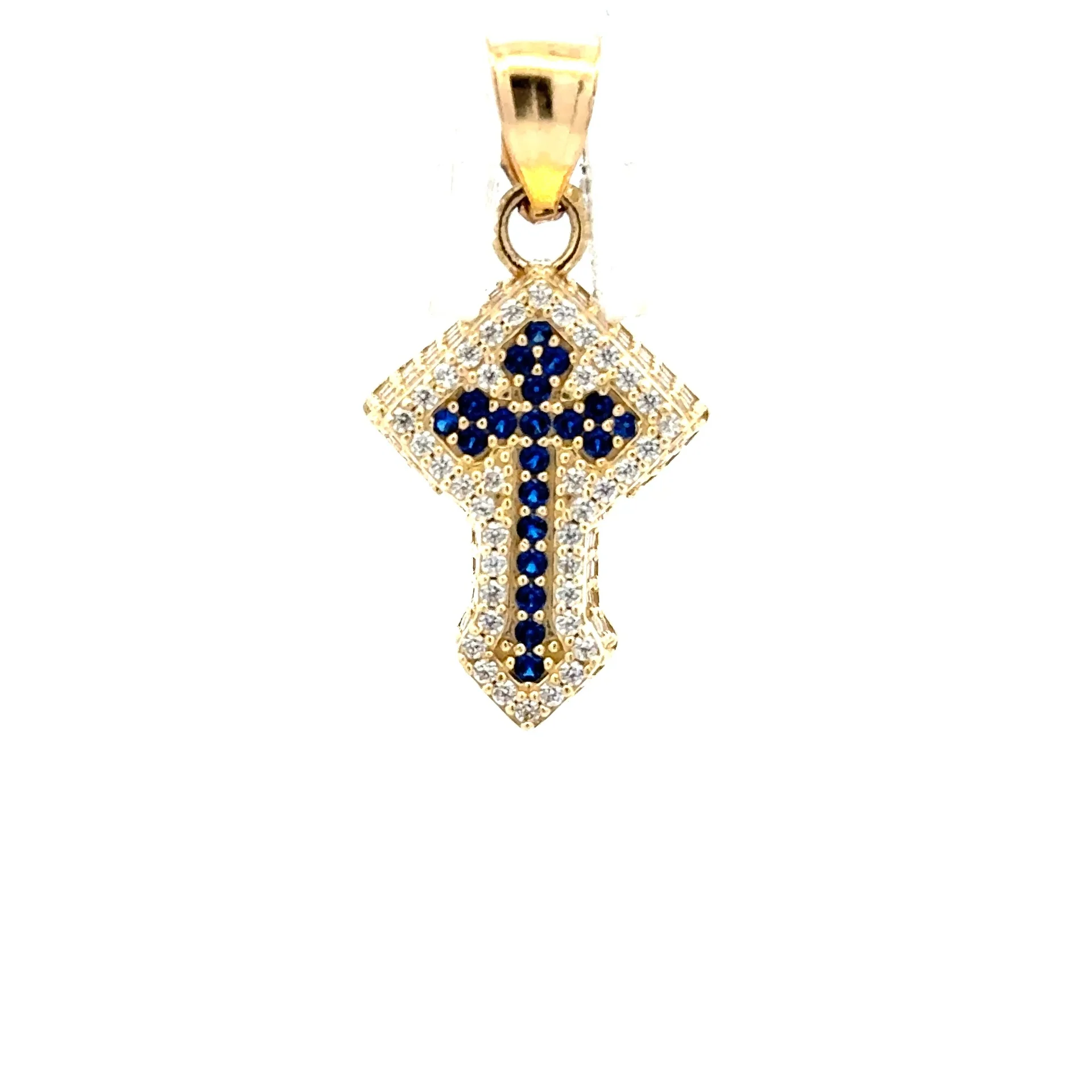 Pendant CZ-Iced Shield Angular Pink Cross 41.5 10K - Image 2