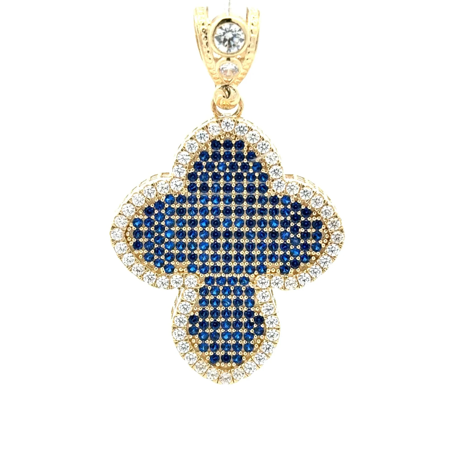 Pendant CZ-Iced Trefoil Blue Cross 48.5 10K - Image 3
