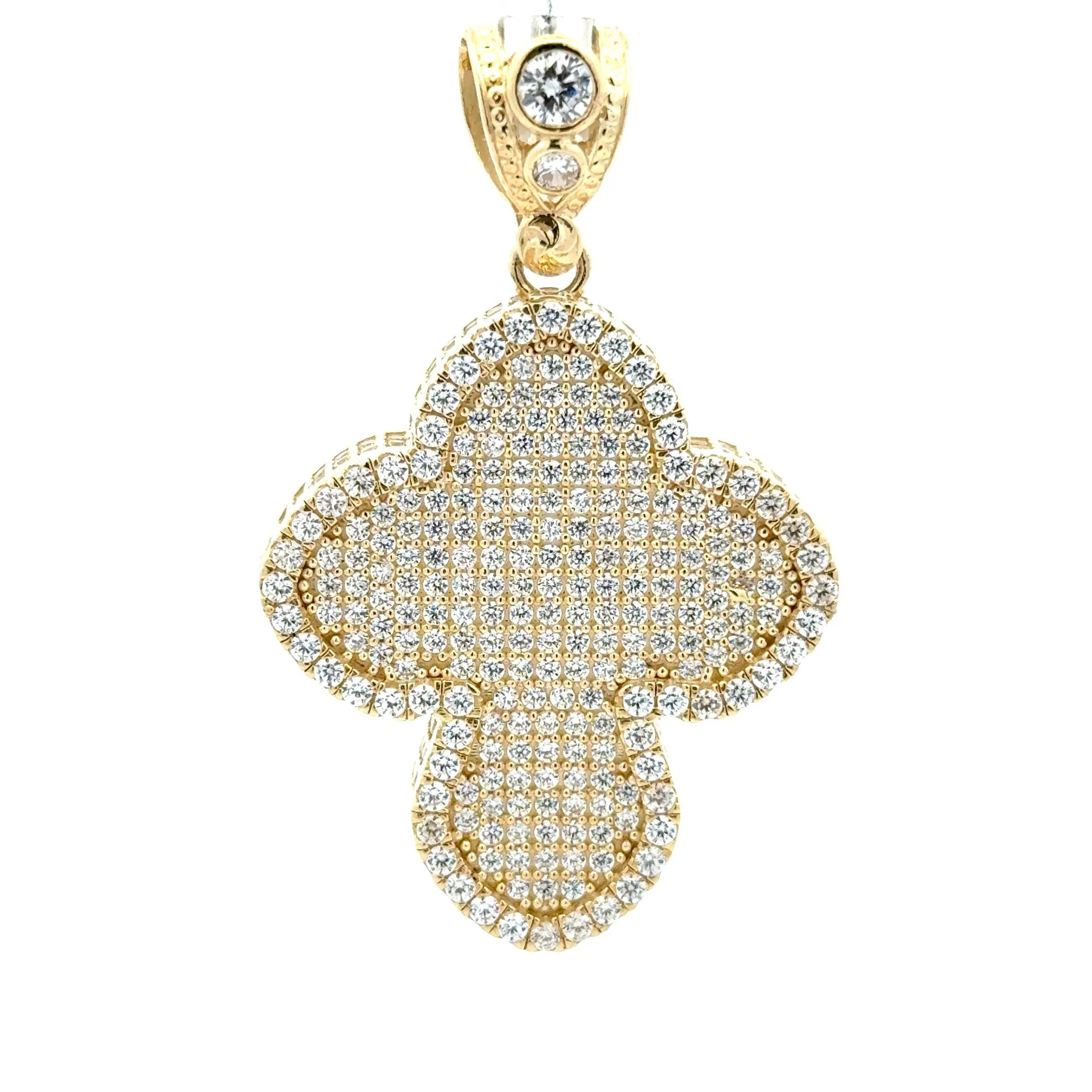 Pendant CZ-Iced Trefoil Cross 48.5 10K - Image 3