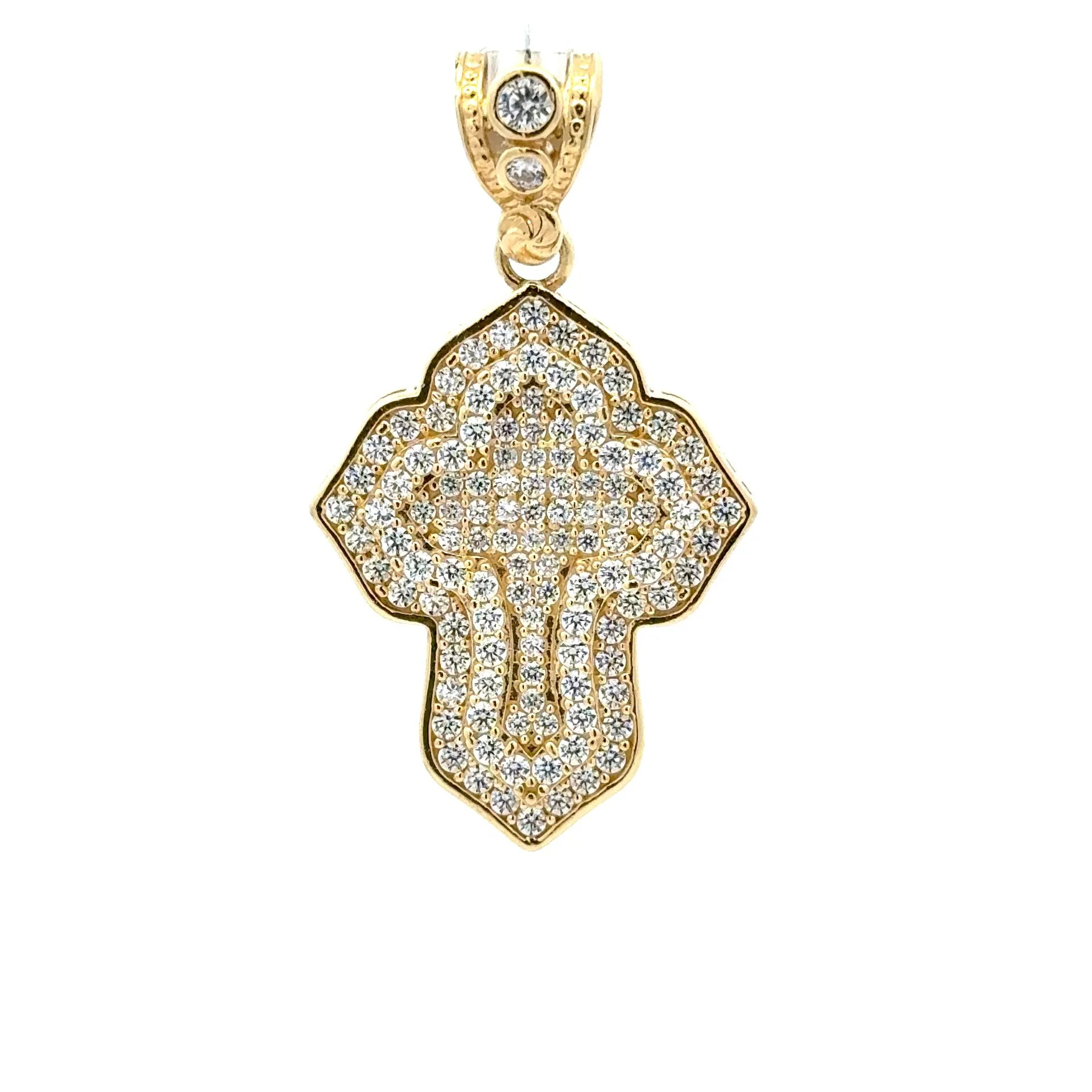 Pendant CZ-Iced Trefoil Stepped Angular Cross 41.5 10K - Image 3