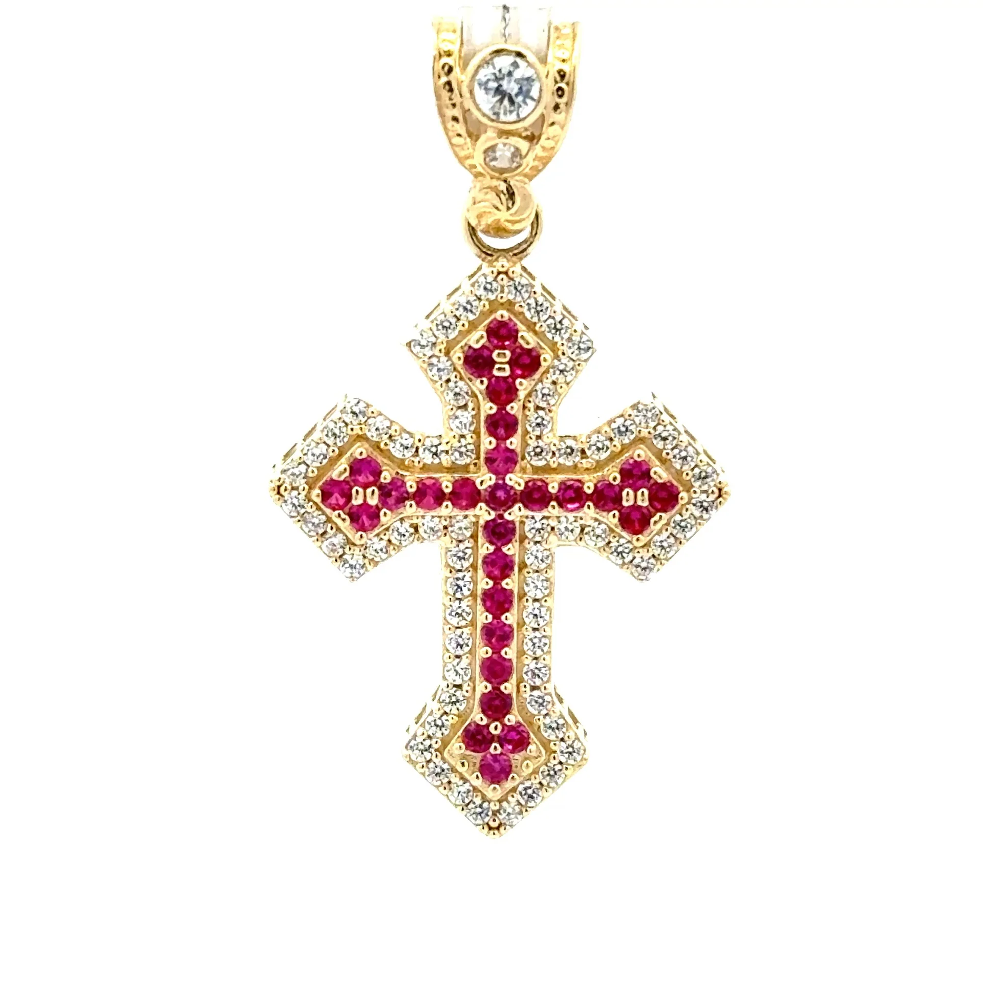 Pendant CZ-Iced with Green Angular Cross 41.5 10K - Image 2